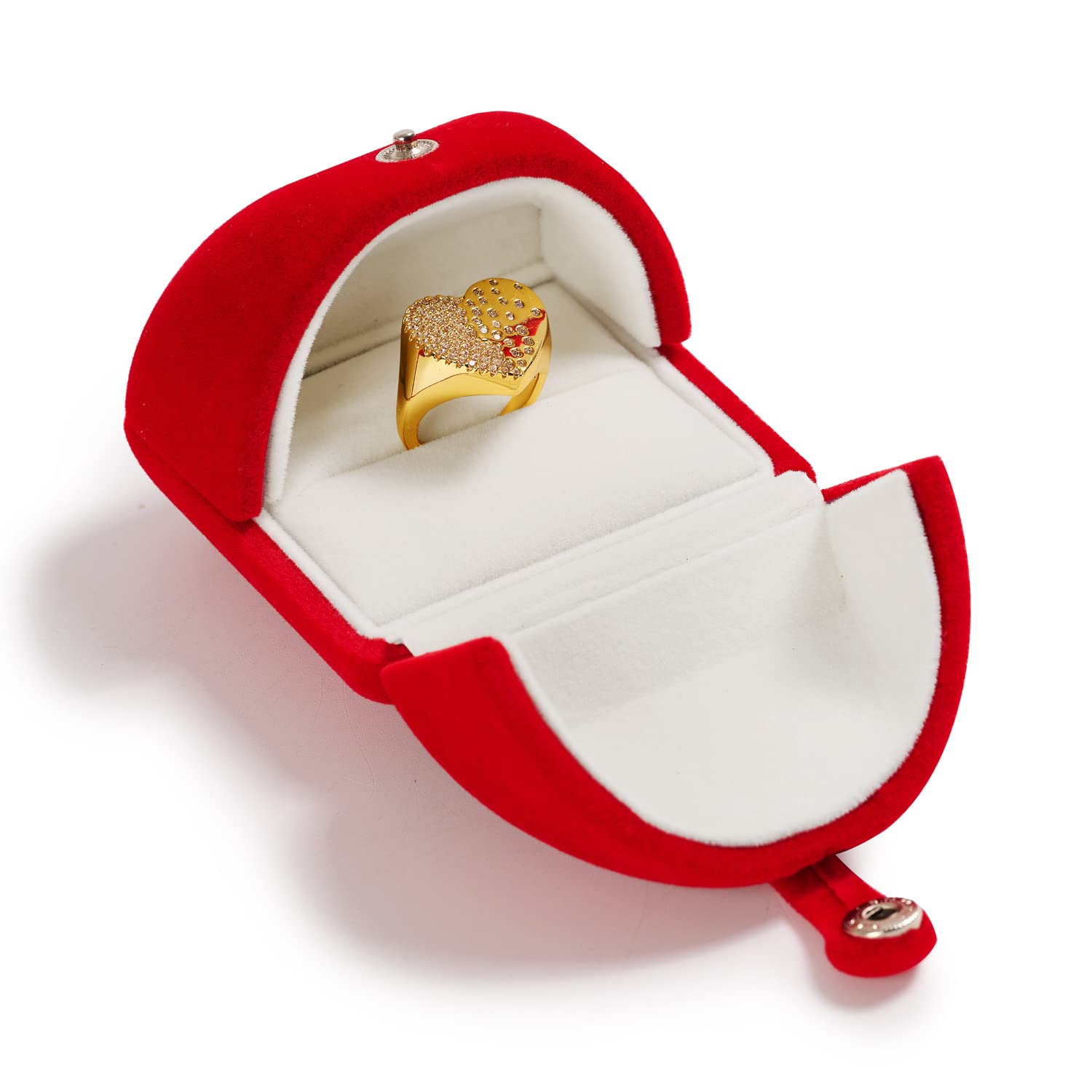 Oirlv Red Velvet Ring Box - Premium Jewelry Gift for Proposal & Wedding