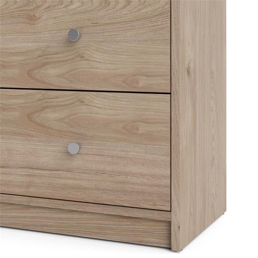 Scandinavian 4-Piece Bedroom Furniture Set with 6-Drawer Dresser, 3-Drawer Chest & Nightstands - Modern Pewter Handles, Smooth Glides - Jackson Hickory Finish for Cozy Bedroom Decor