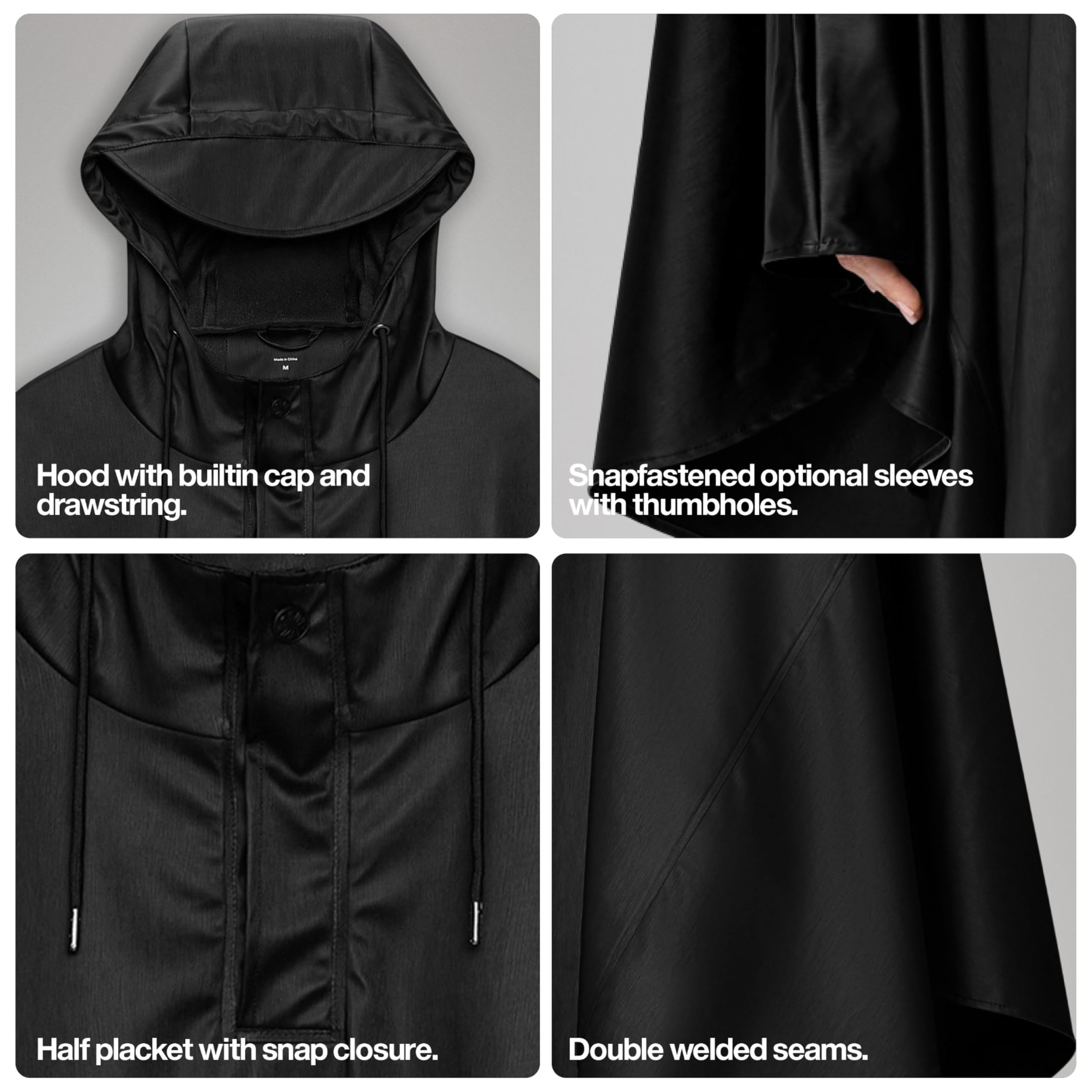 RAINS Waterproof Hooded Cape Poncho for Men & Women - Lightweight Rainwear for Outdoor Hiking, Camping & Travel