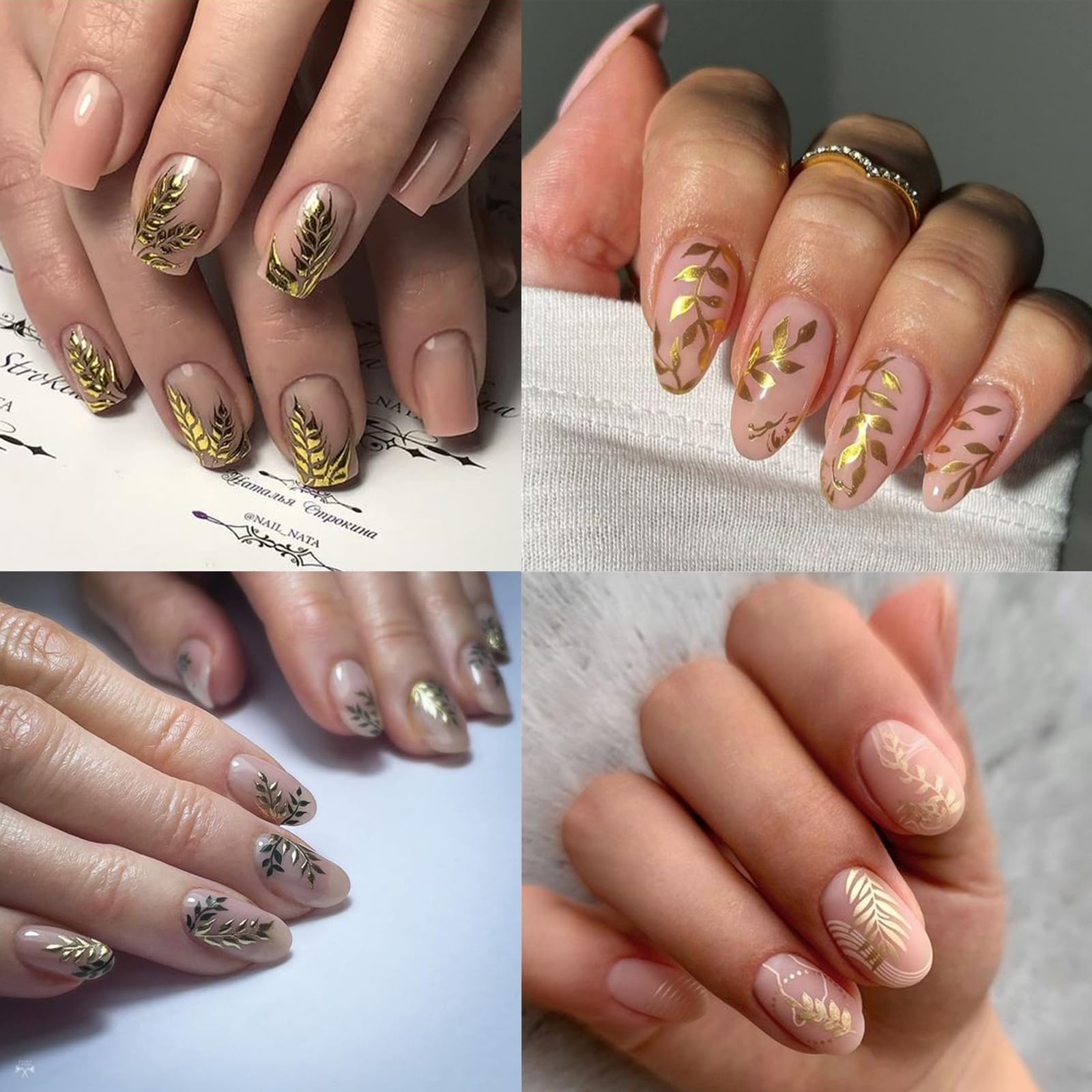 8 Sheets White Gold Flower Nail Art Stickers - 3D Self-Adhesive Daisy Floral Leaves Nail Decals with Holographic Cherry Blossom & Metal Petal Butterfly Designs for Women | Perfect for Nail Salon, DIY Manicure, Party & Wedding Nail Decorations