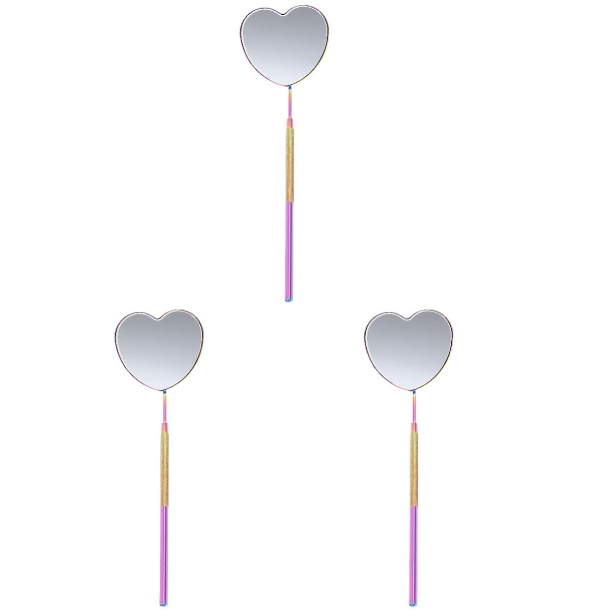 FRCOLOR Set of 3 Heart-Shaped Eyelash Extension Mirrors - Handheld Lash Mirror for Professional & Home Use - Perfect for Lash Artists, Salons & DIY Beauty