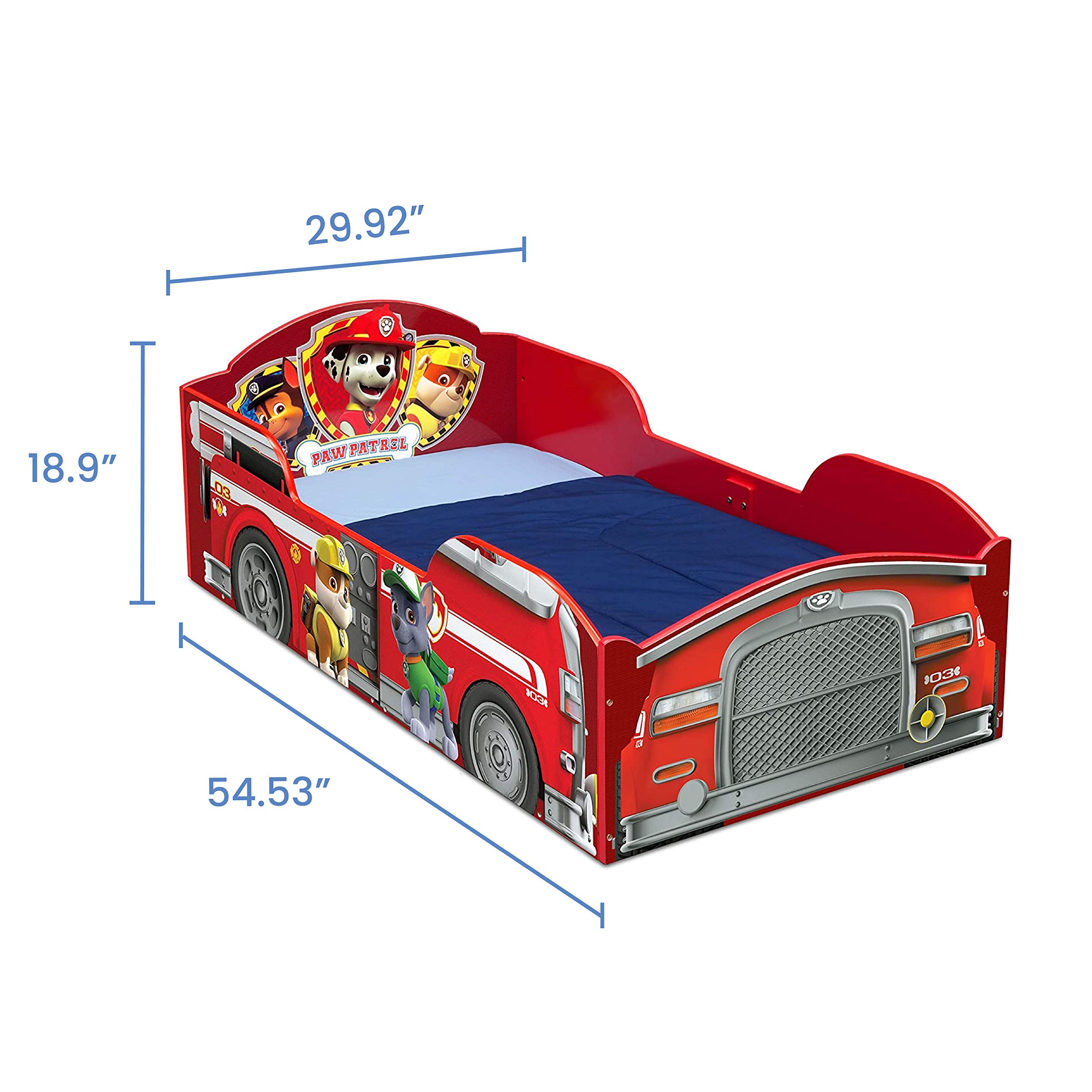 Delta Children Wood Toddler Bed with Nick Jr. PAW Patrol Design & Serta Perfect Slumber Dual-Sided Mattress - Eco-Friendly Recycled Fiber Core | Safe Sleep Solution for Kids' Bedroom & Nursery Decor