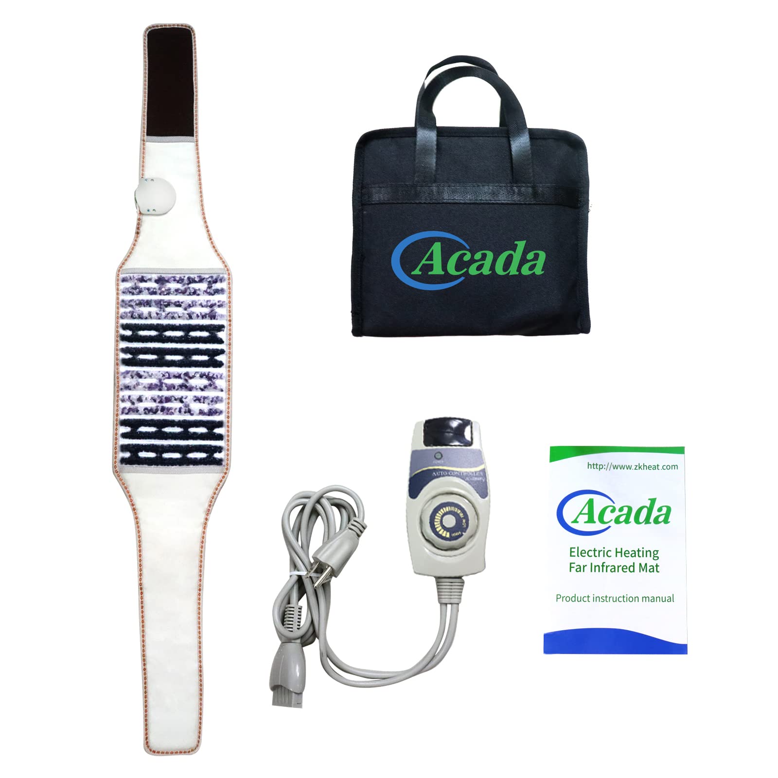 ACADA Infrared Heating Pad for Back Pain Relief - Portable Bio Mat with Natural Amethyst & Obsidian Stones - 51