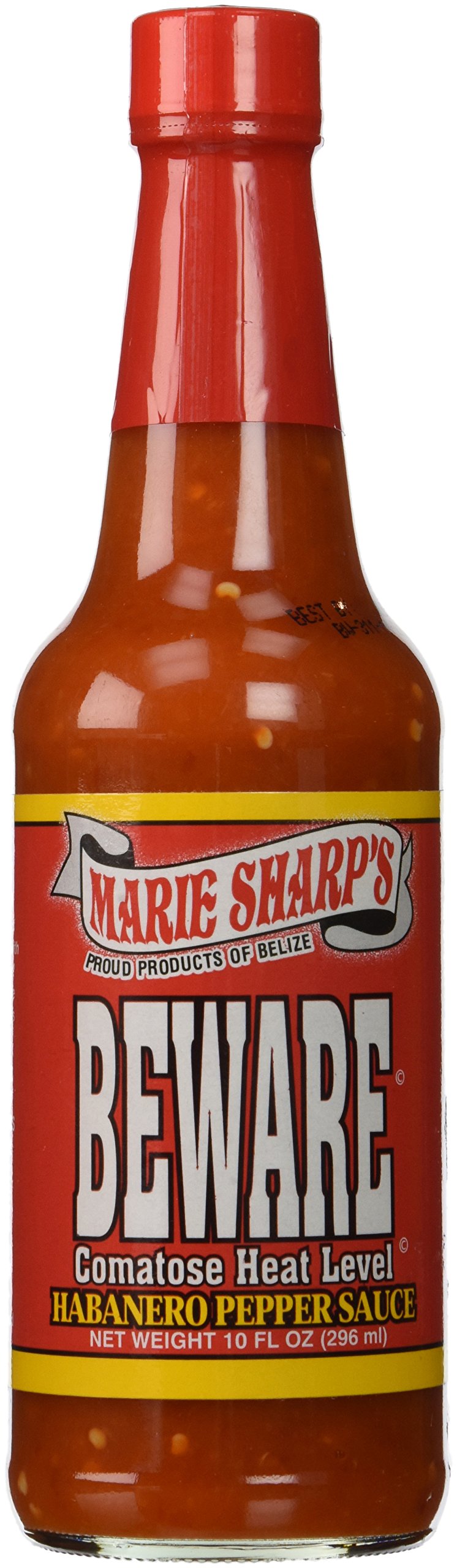 Marie Sharp's Beware Comatose Habanero Hot Sauce - 10oz Bottle | Extreme Heat Habanero Pepper Sauce | Perfect for Tacos, Wings & Spicy Food Lovers