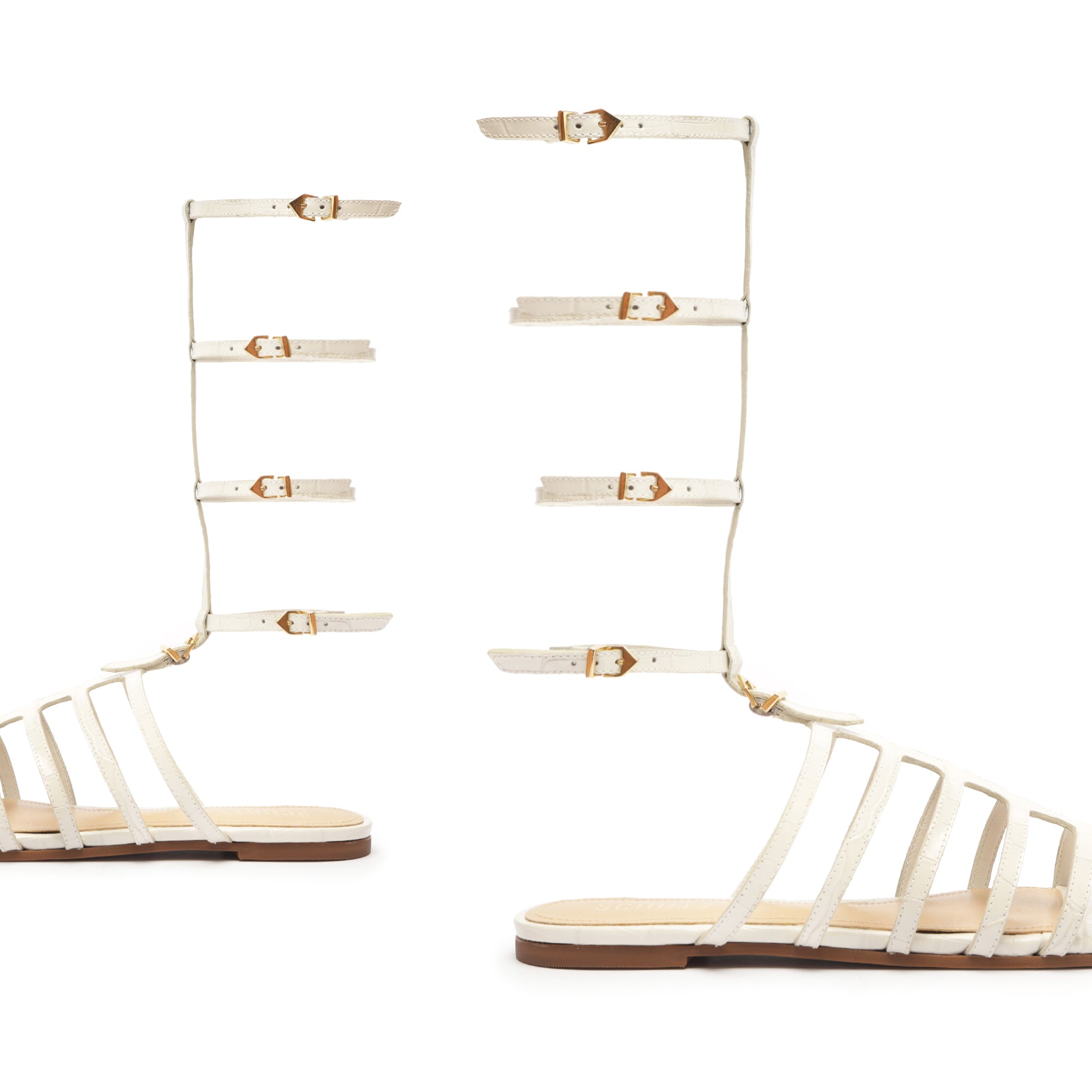 Hayden Crocodile Embossed Leather Sandals for Women - Comfortable Summer Slide Sandals with Arch Support - Perfect for Beach, Vacation & Casual Outings