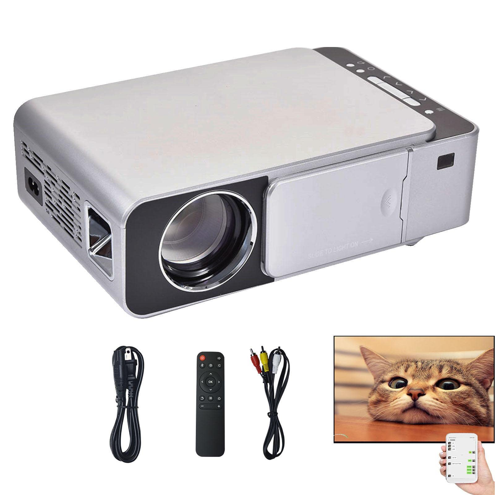 TAYSTE Portable Projector with Noise Suppression System - 1080p HD Smart WiFi Projector for Home Theater, Outdoor Movies & Indoor Entertainment - Compact Black Mini Projector for Adults & Kids