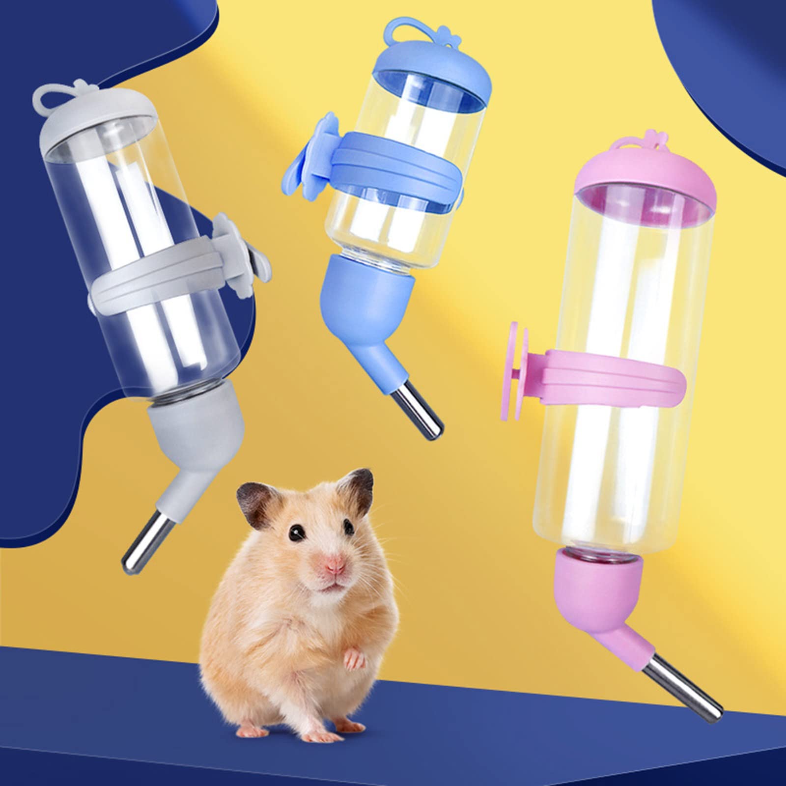 Hamster Water Bottle Dispenser - Hangable Pet Drinking Fountain Feeder for Cages, Travel & Outdoor Use
