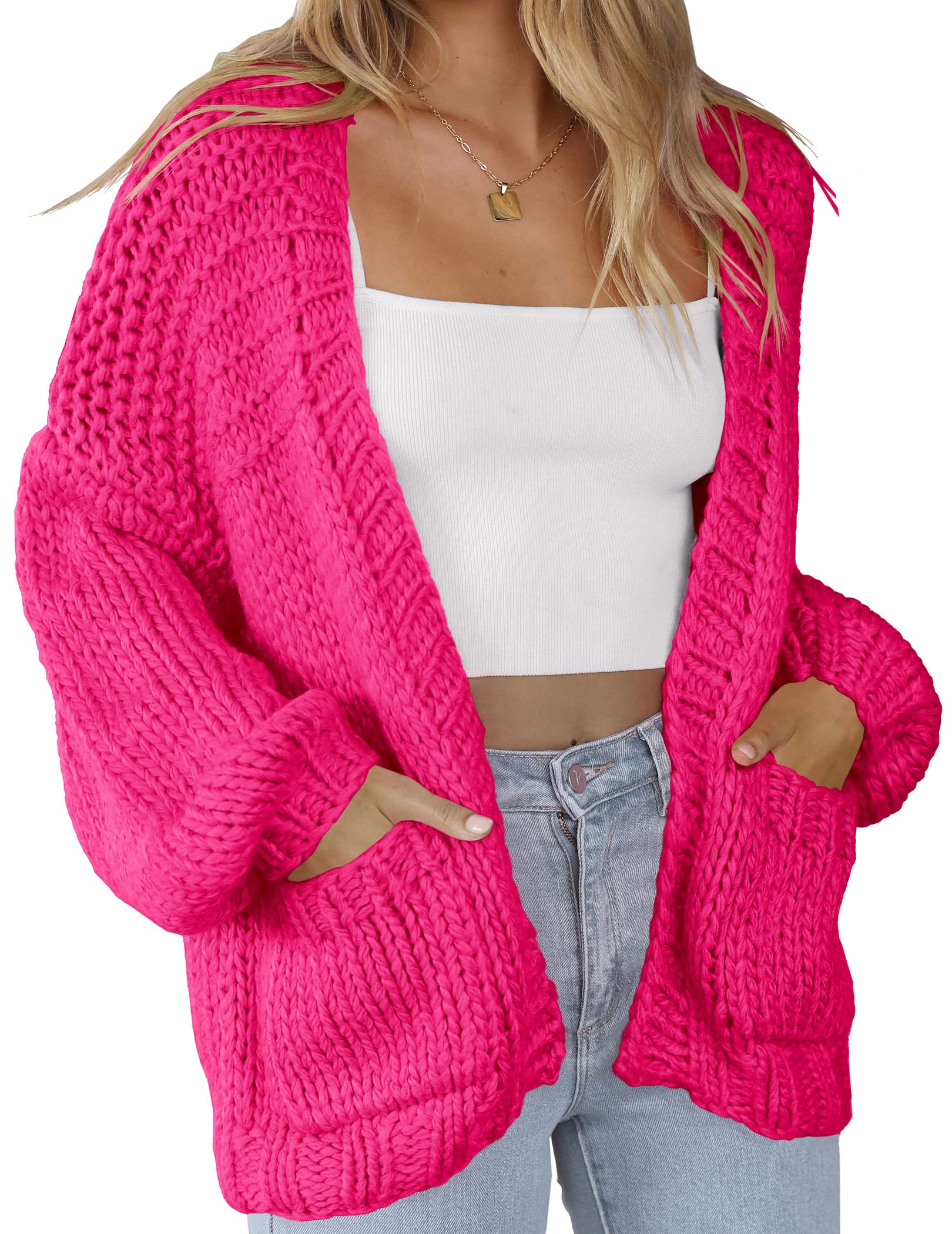 Women's Soft Lightweight Knit Cardigan with Pockets - Long Sleeve Open Front Casual Sweater for Work, Travel & Everyday Wear