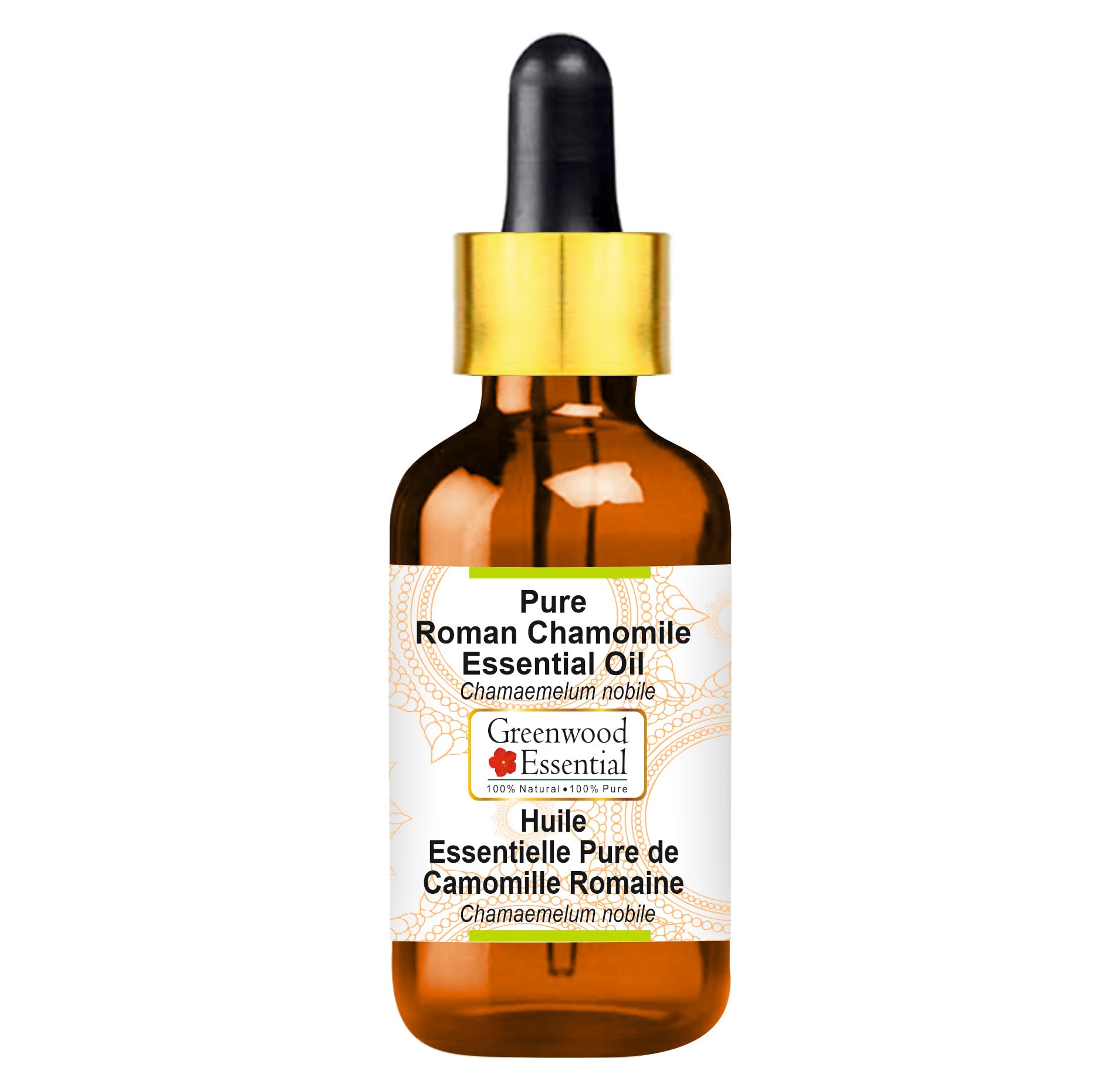 Pure Roman Chamomile Essential Oil (Chamaemelum nobile) 100ml (3.38 oz) - Steam Distilled, Therapeutic Grade with Glass Dropper - Perfect for Aromatherapy, Massage & Stress Relief
