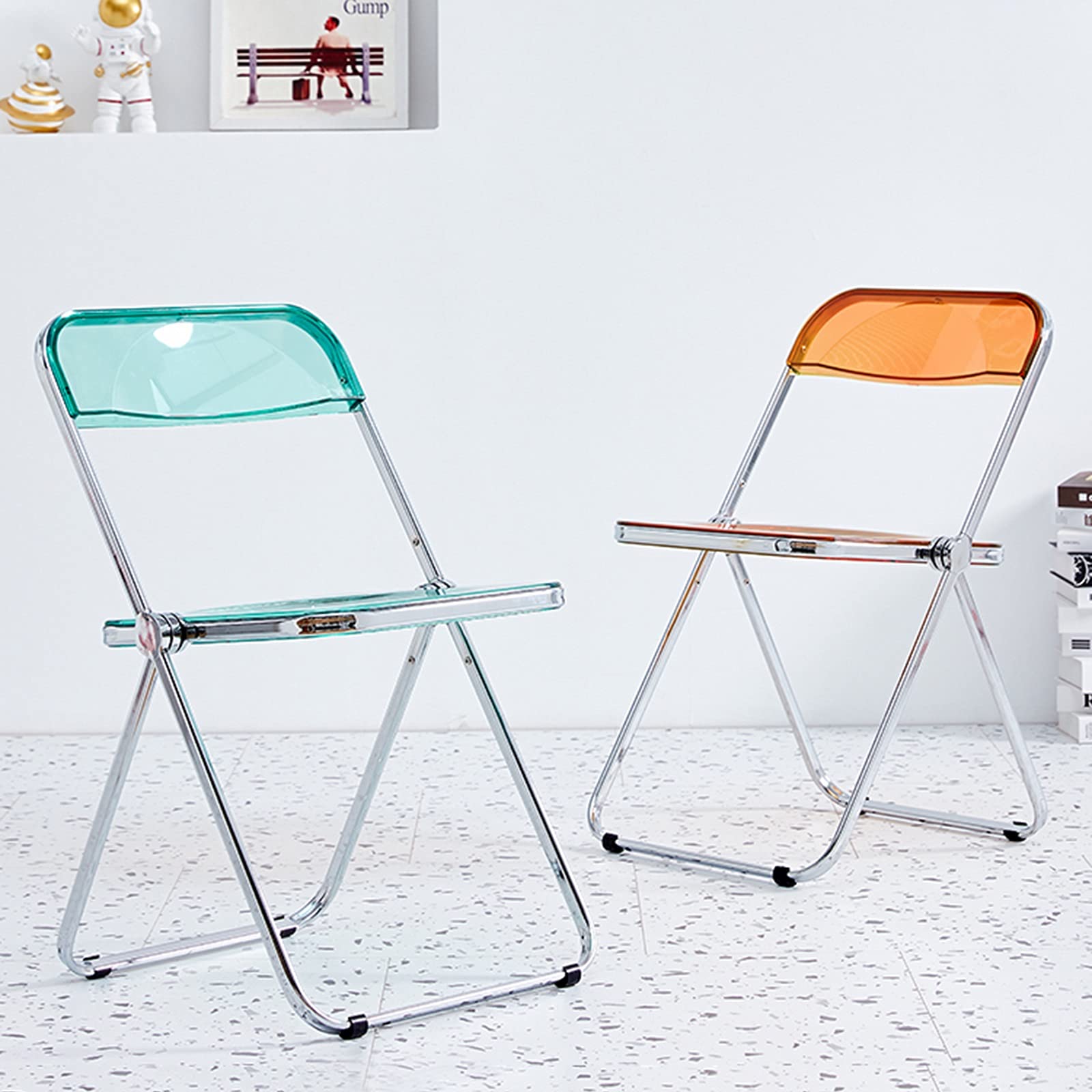 Acrylic Folding Stool - Heavy Duty & Portable Chair for Home, Office, Restaurant - Study Desk Seat, Outdoor Leisure & Indoor Use (Green)