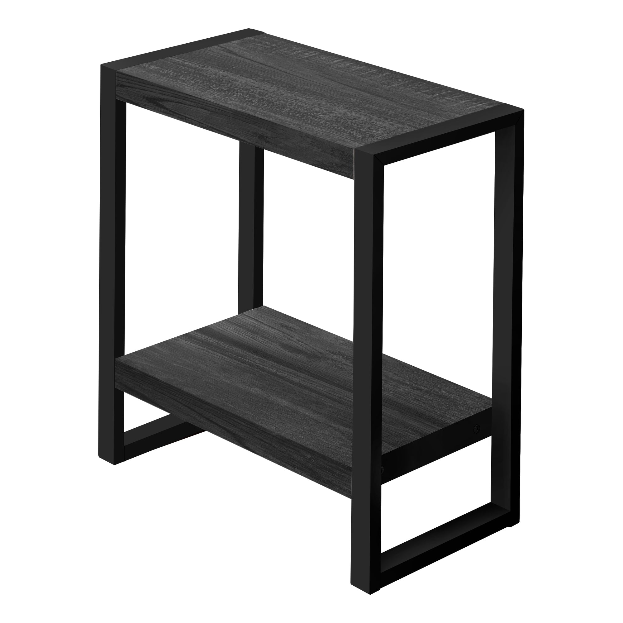 Rustic Black Reclaimed Wood Look Accent Table with Black Metal Frame - Perfect for Living Room, Bedroom, or Entryway Decor