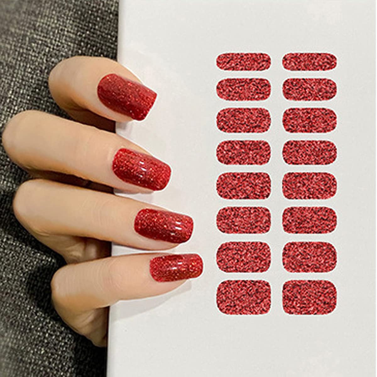 12 Sheets Glitter Nail Wraps - Self-Adhesive Nail Polish Strips in Solid Colors | Shiney Full Wrap Nail Art Decals for Women & Girls | Perfect for Manicures, Parties, Weddings & Special Occasions