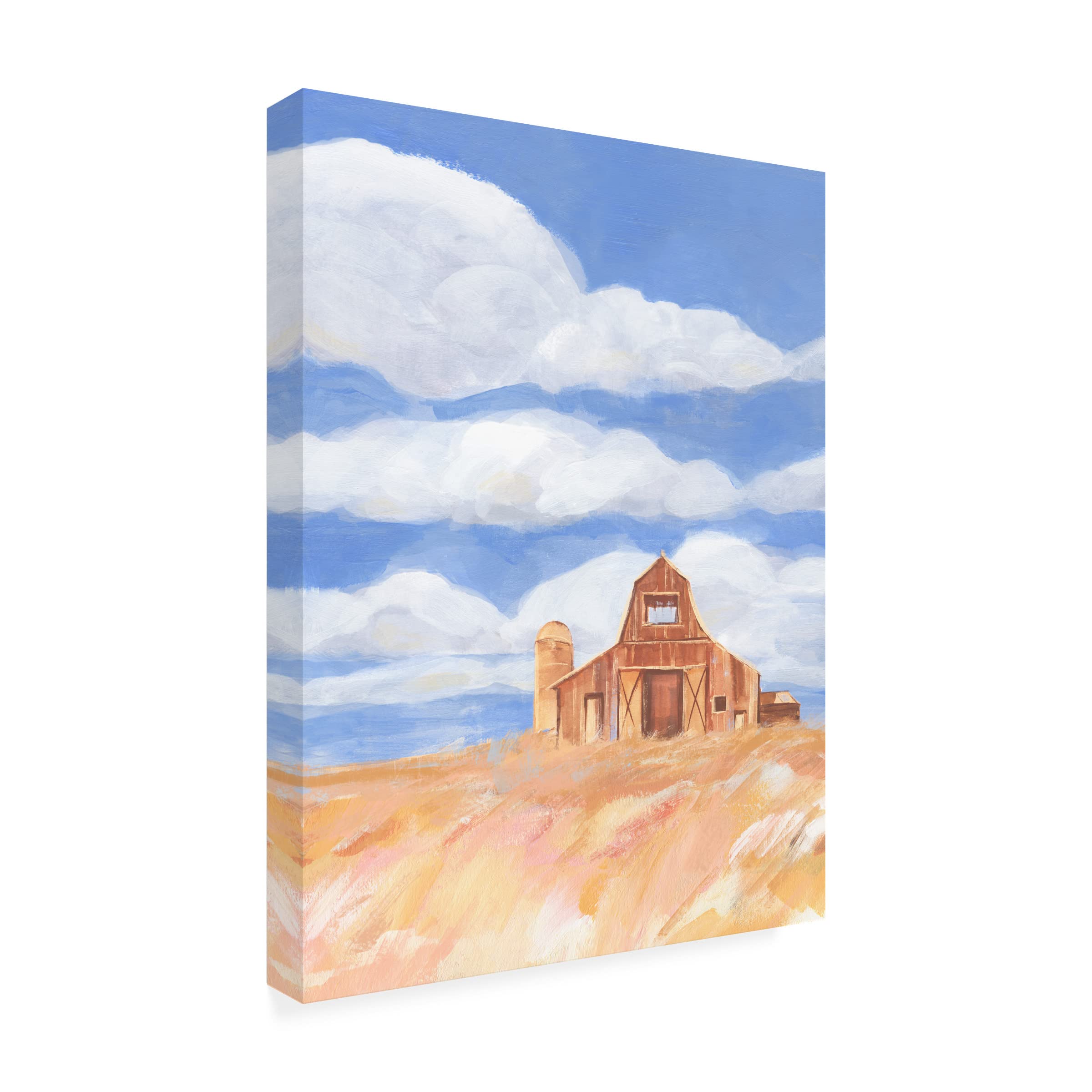 Annie Warren 'Wheatfield Barn I' Canvas Art Print - Country Farmhouse Wall Decor for Living Room, Bedroom & Office