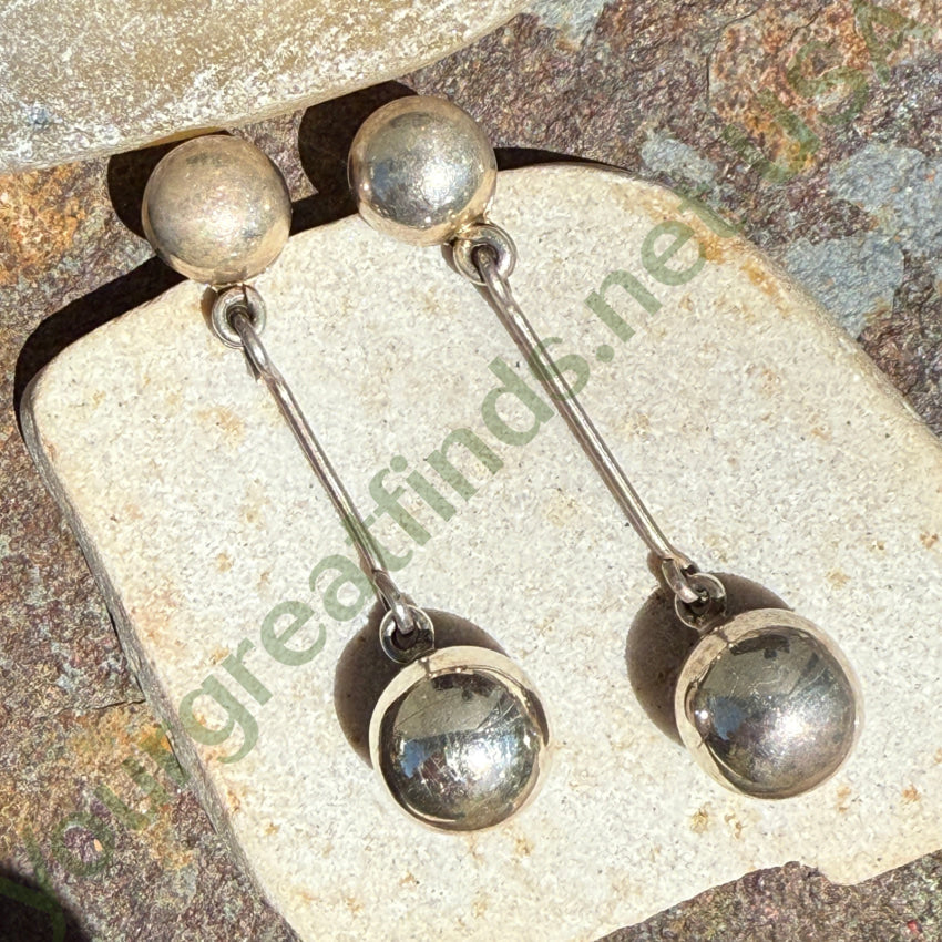 Vintage Sterling Silver Cat & Orb Pierced Post Earrings | Dainty Boho Jewelry for Women | Perfect for Parties, Date Nights & Gifts