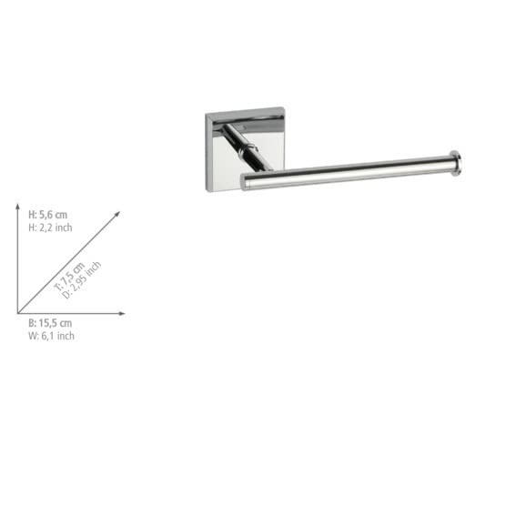 WENKO No-Drill Toilet Paper Holder with Power-Loc Technology, Silver Shiny Bathroom Organizer (7.5 x 15.5 x 5.6 cm) - Perfect for Small Bathrooms & Rented Apartments