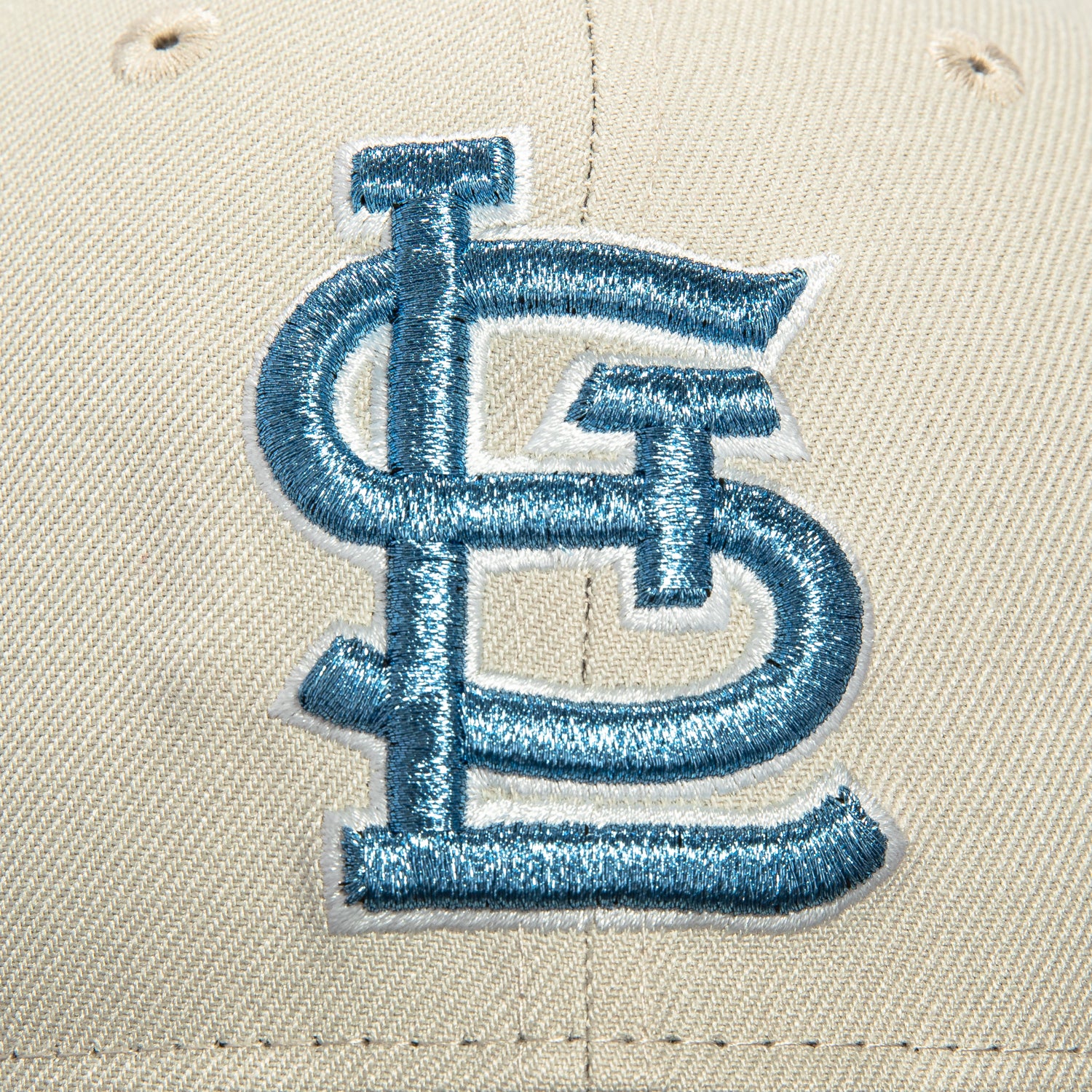 New Era 59Fifty St Louis Cardinals Busch Stadium Patch Hat - Stone, Graphite & Light Blue | MLB Baseball Cap for Fans, Game Day & Casual Wear