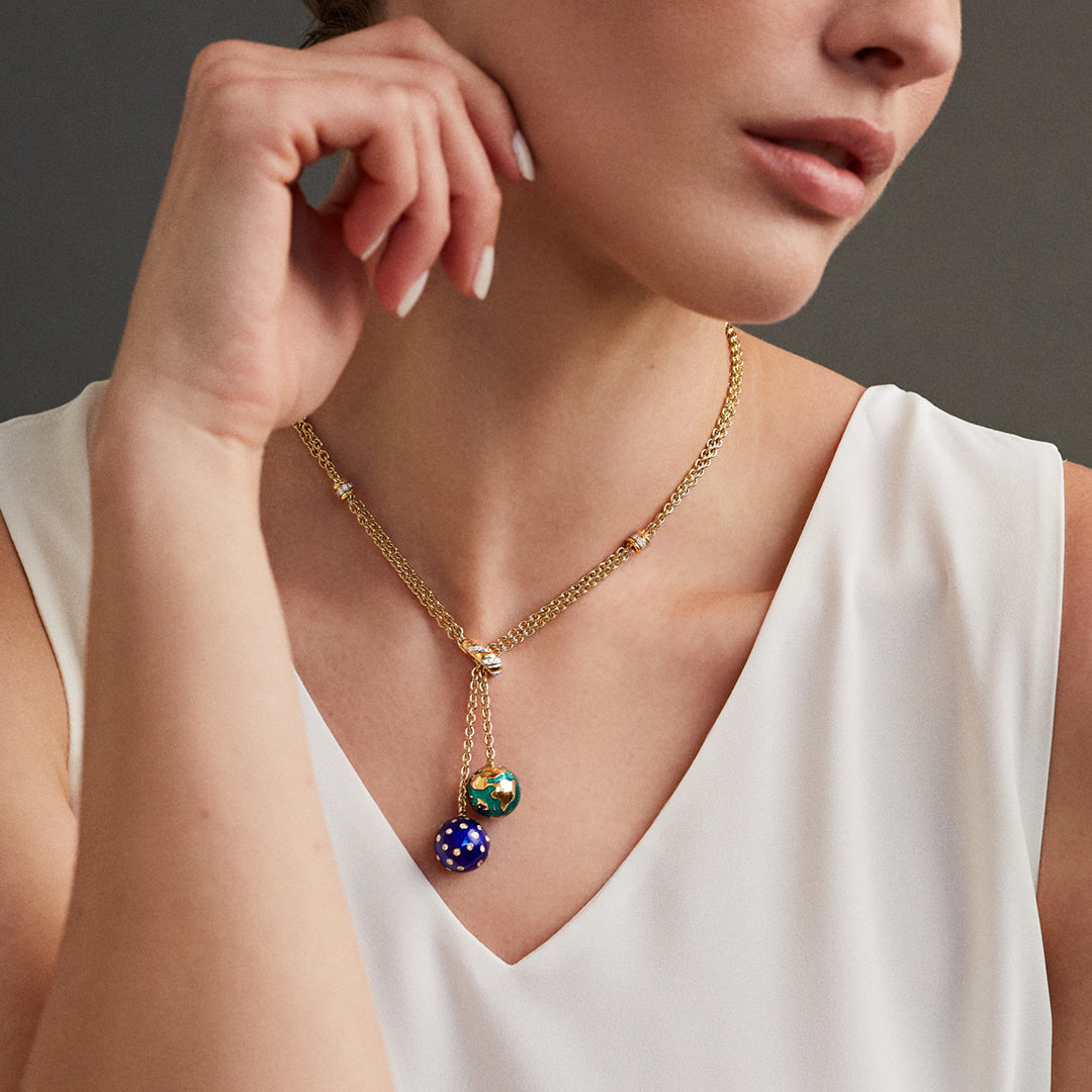 Elegant Night & Day Lariat Necklace - 18K Gold Plated Adjustable Chain for Women | Perfect for Date Nights, Office Wear & Special Occasions