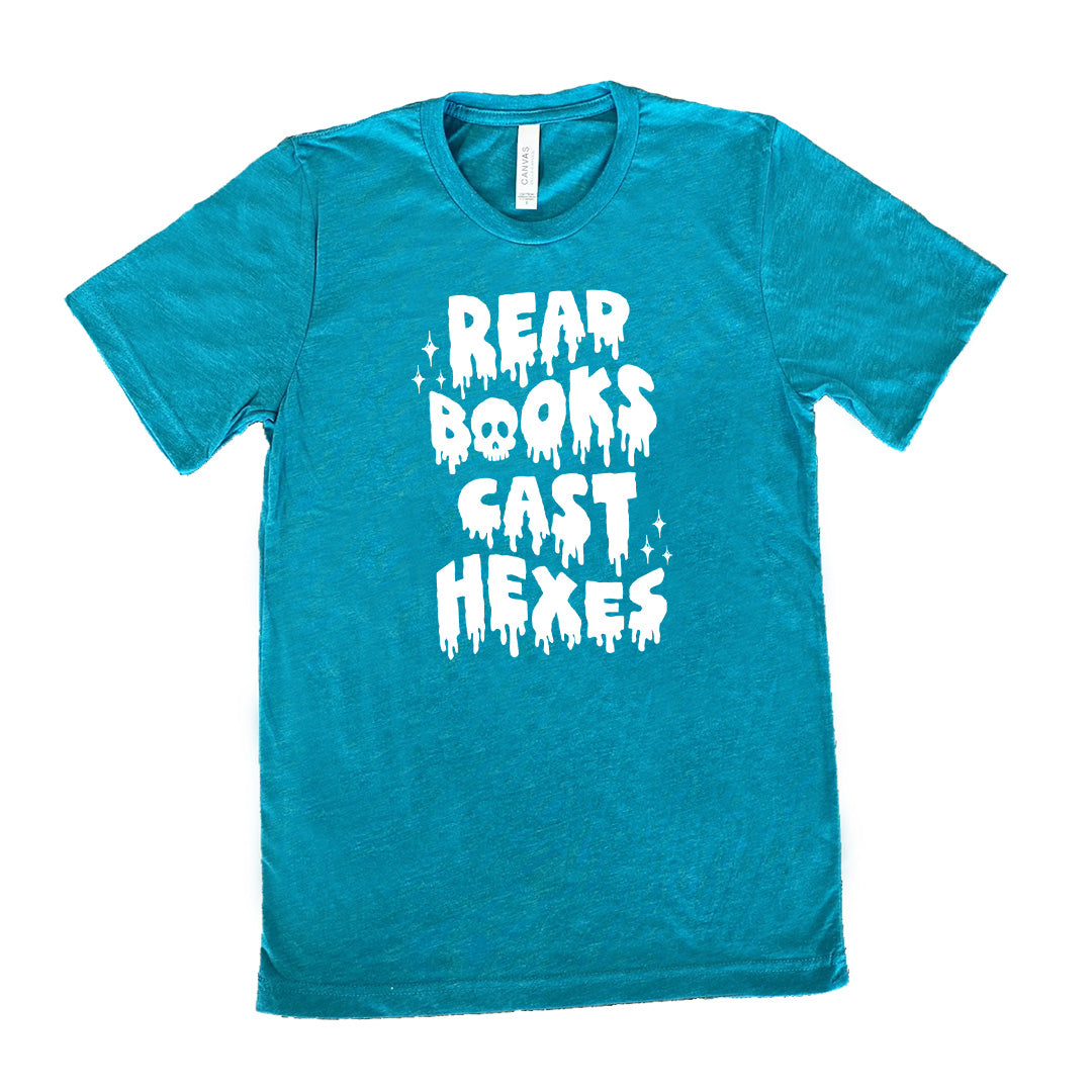 Unisex Read Books Cast Hexes T-Shirt - Perfect for Book Lovers, Witches & Halloween Costumes