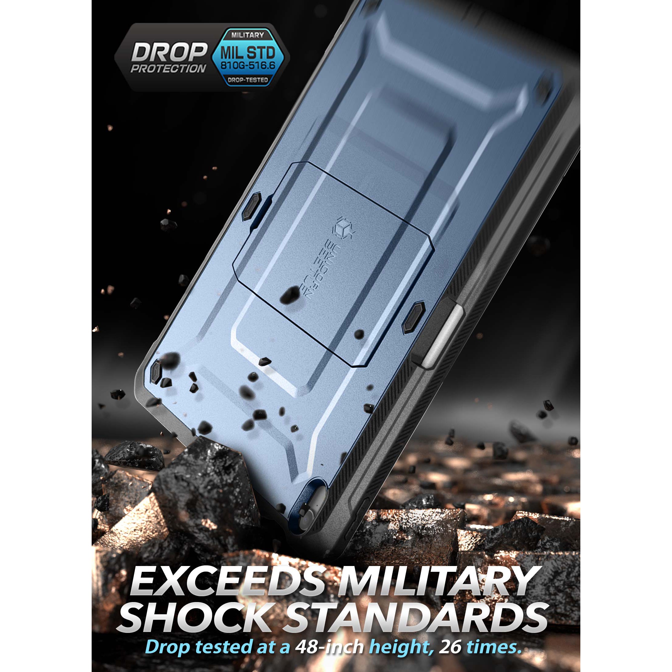 iPad Mini 6 Case - Unicorn Beetle PRO Shockproof Rugged Protective Cover with Built-in Screen Protector, Metallic Blue - Perfect for Outdoor Adventures, Travel & Everyday Use