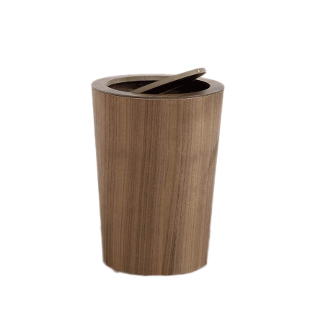 Eco-Friendly 10L/2.6Gal Solid Wood Trash Can - Walnut Flip Lid Waste Bin for Home, Office, Living Room & Bedroom | Sustainable Storage Solution for Recycling & Waste Management