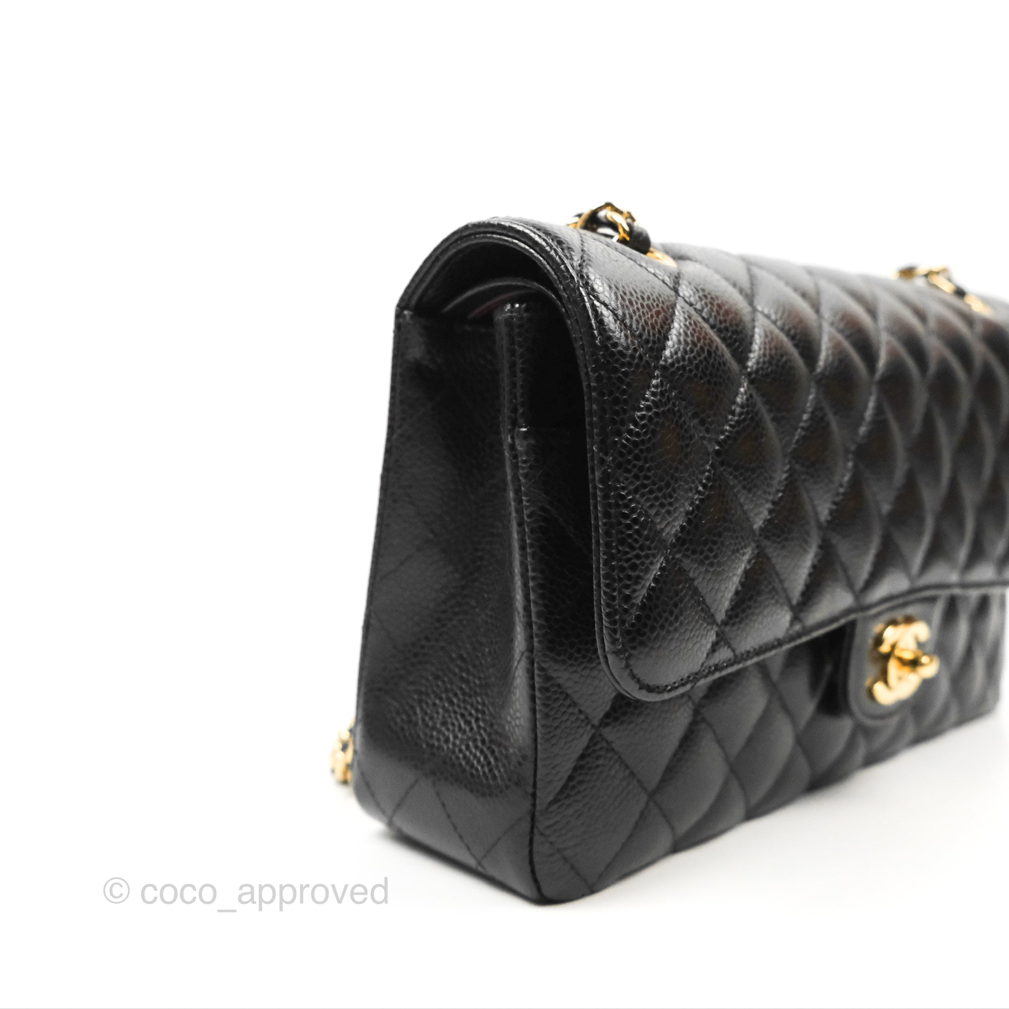 Chanel Classic Medium Double Flap Bag in Black Caviar Leather with Gold Hardware - Luxury Designer Handbag for Women, Perfect for Work, Evening Events & Special Occasions