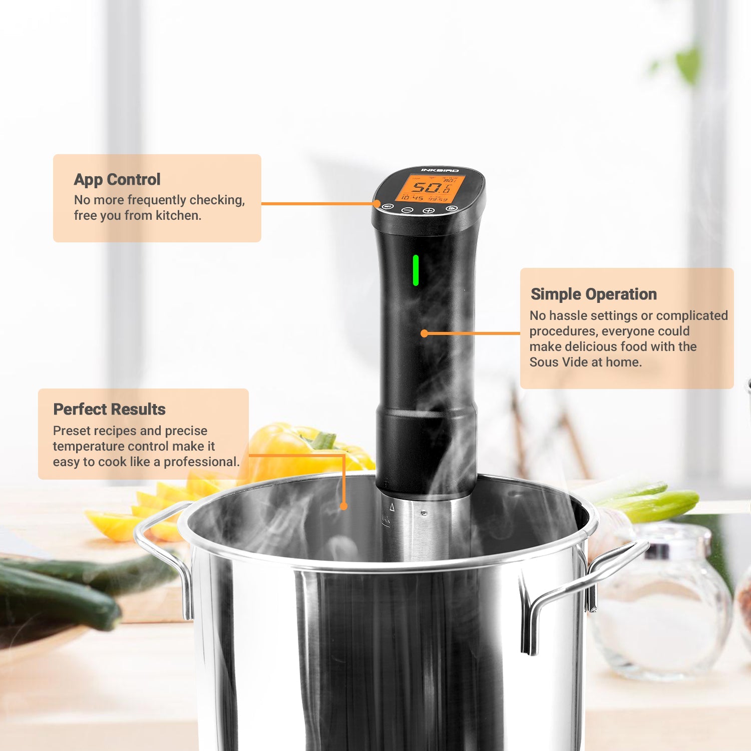 200W WiFi Sous Vide Cooker ISV - Precision Temperature Control for Perfect Steaks, Chicken & Seafood | Ideal for Home Chefs & Meal Prep