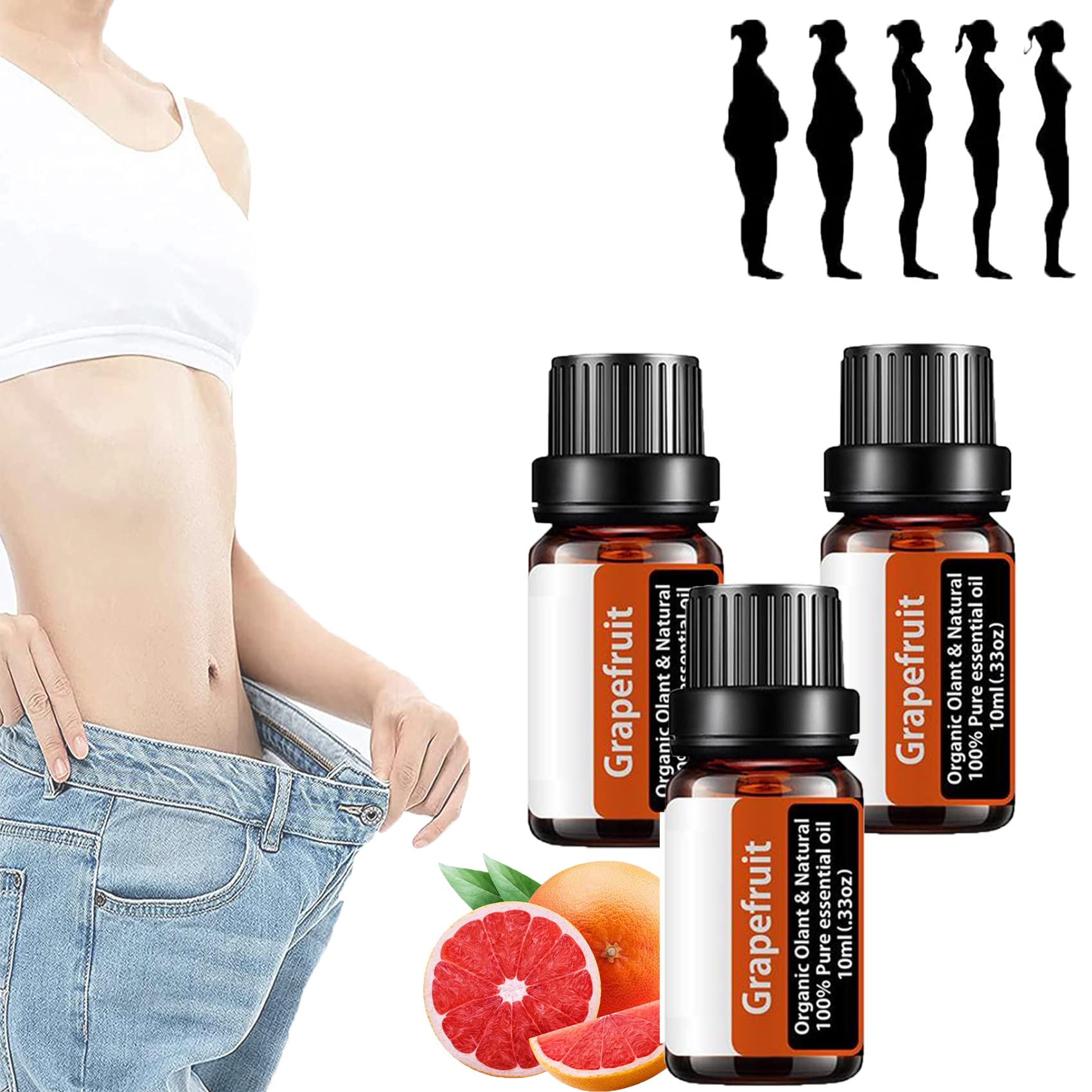 Yagerod Skinetic Grapefruit Anti-Cellulite Essential Oil - 3 Pack for Body Firming & Skin Tightening | Natural Cellulite Treatment for Thighs, Hips & Stomach | Massage Oil for Spa & Home Use