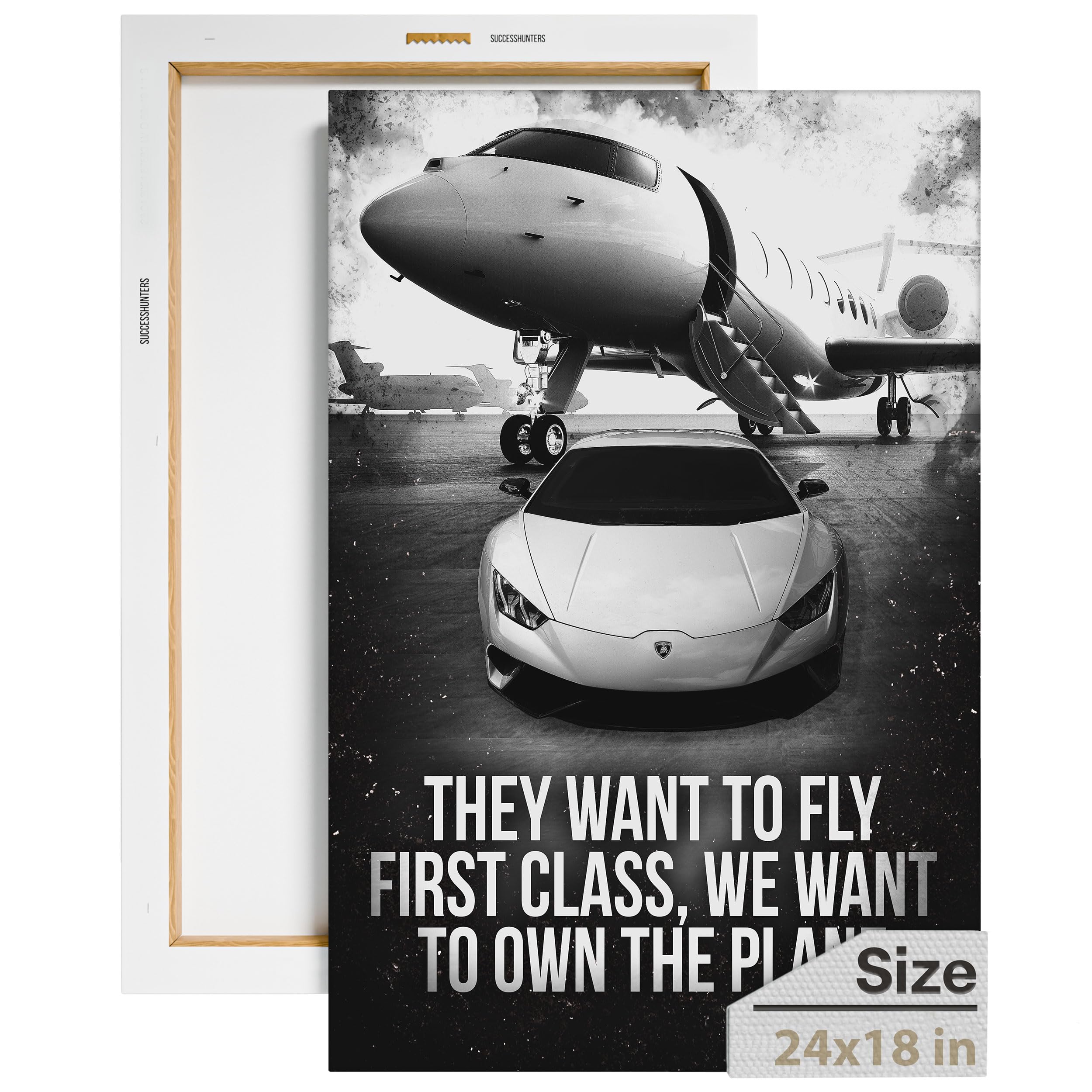 Motivational Wall Art for Office & Home - Inspirational Quote Poster for Lamborghini & Private Jet Enthusiasts (24x18 in) - Perfect for Man Cave, Office Decor & Automotive Lover Gifts