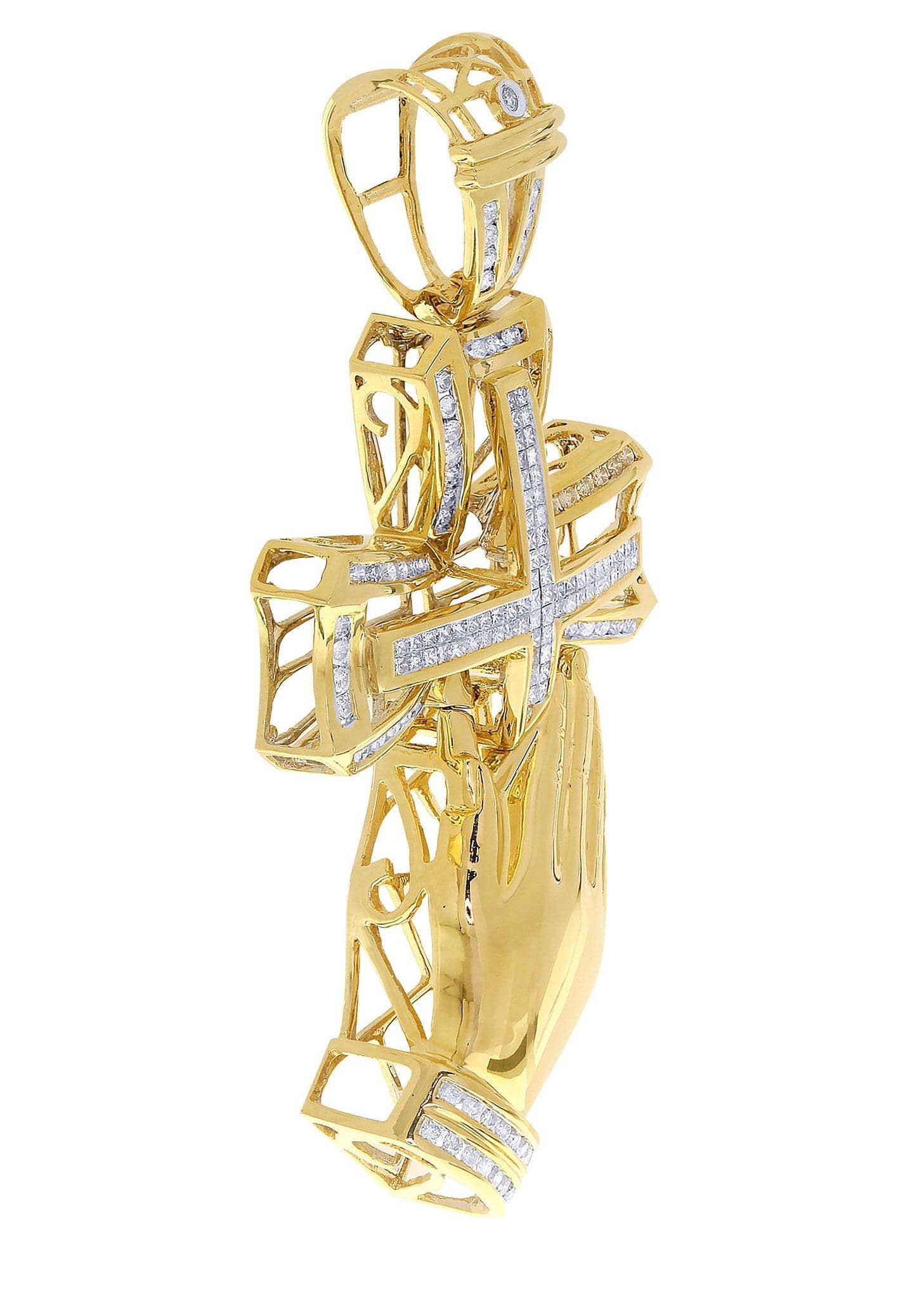 2.65 Carat Diamond Cross Pendant Necklace - 29.58 Grams Solid Gold Religious Jewelry for Women - Perfect for Baptism, First Communion & Wedding Gifts
