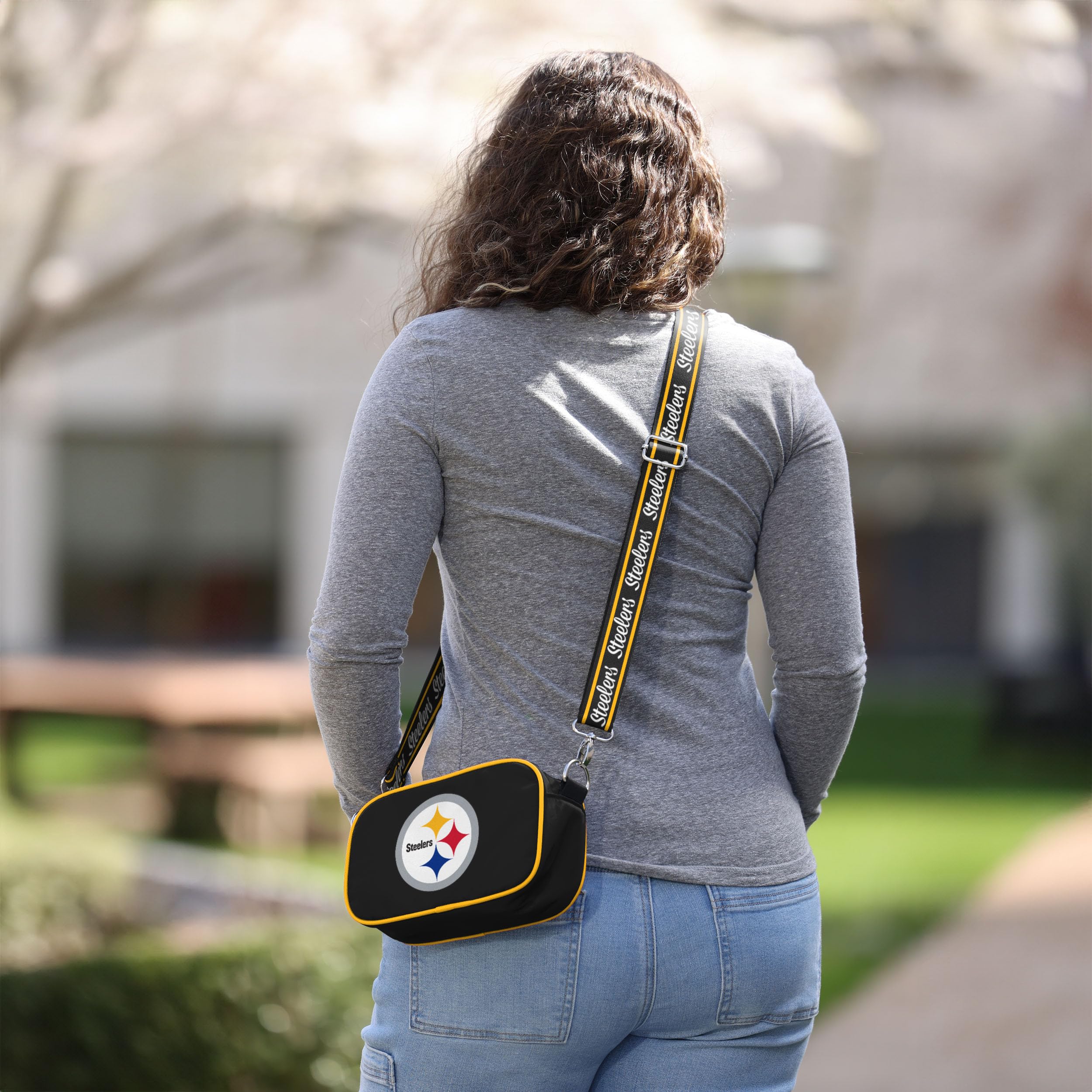 FOCO NFL Team Logo Solid Crossbody Bag for Men & Women - Lightweight Durable Shoulder Purse for Game Day, Travel & Daily Use