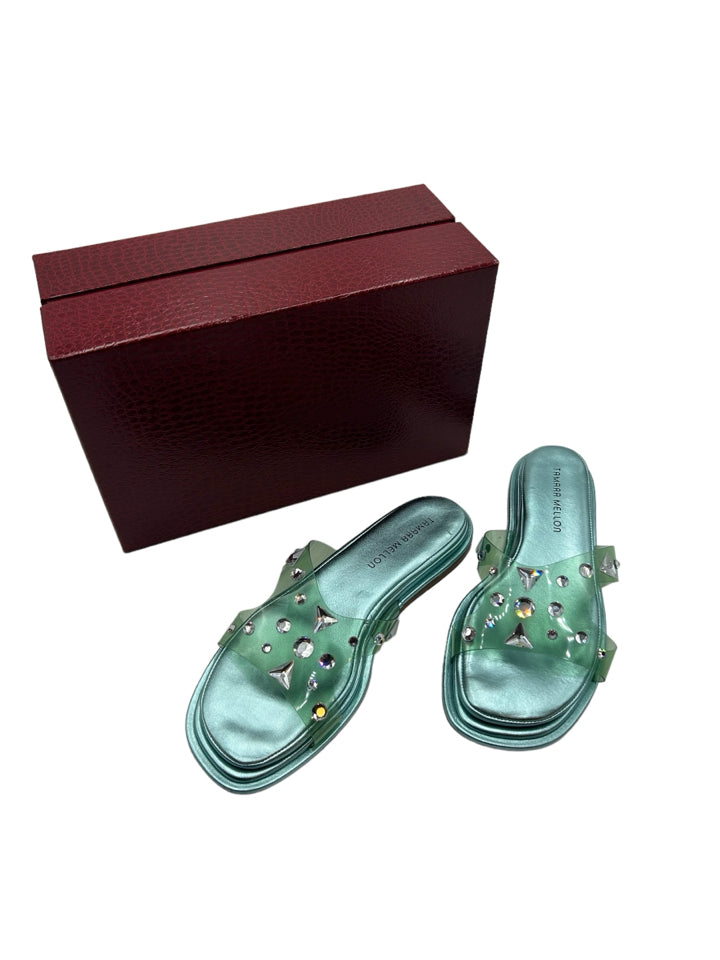 Tamara Mellon Embellished PVC Slides for Women | Size 39.5 (US 9) | Comfortable Summer Sandals for Beach, Pool & Casual Outings