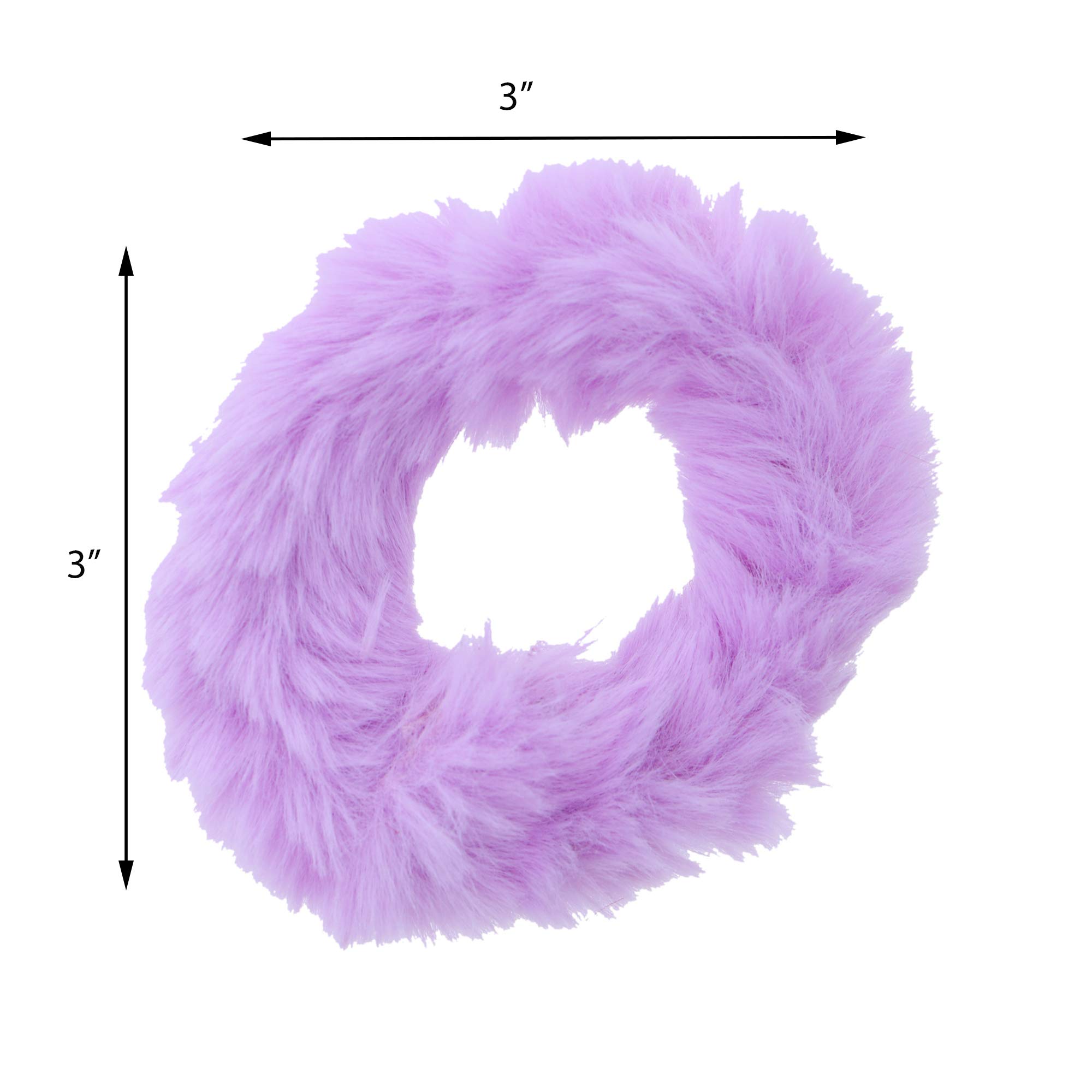 Small Fuzzy Fur Scrunchies Furry Pony Holder - Set of 10 Light Purple Hair Ties for Girls, Women, Ballet, Dance, Gym, and Everyday Style