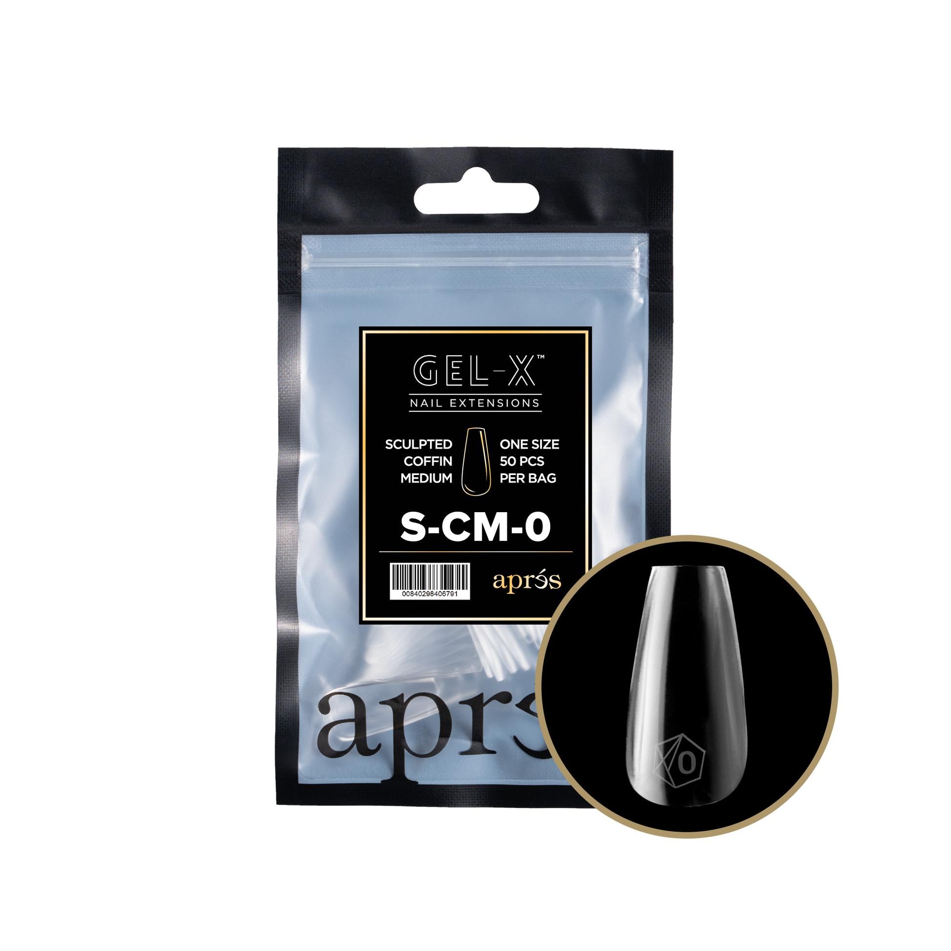 Apres Gel X 2.0 Refill Bags - Sculpted Coffin Medium Size 0 (50 Pcs) | Professional Nail Extension Kit for Salon & Home Manicure | Perfect for Special Occasions & Daily Wear