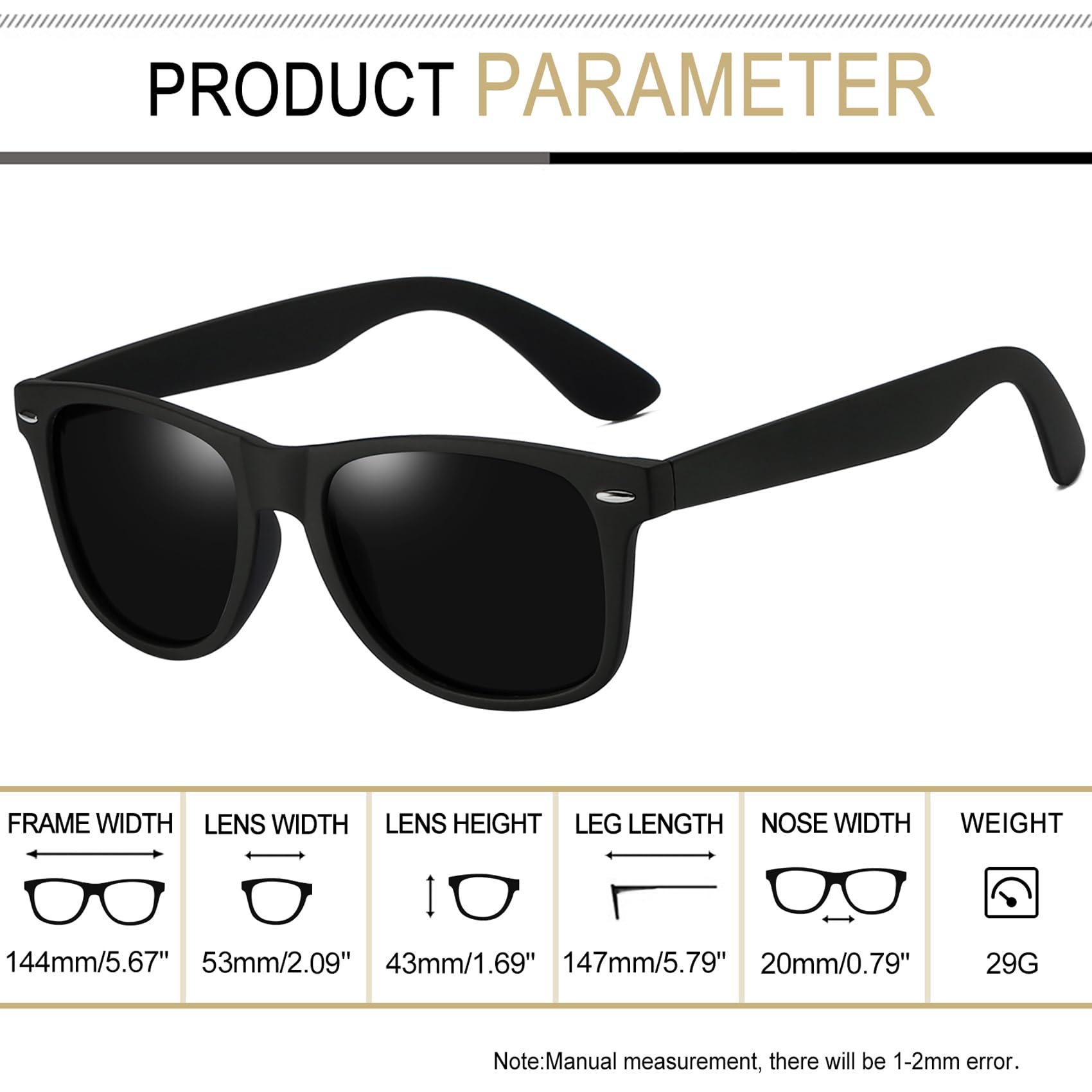 Joopin Square Polarized Sunglasses for Men & Women - UV Protection, Trendy Designer Shades for Outdoor, Driving & Fashion