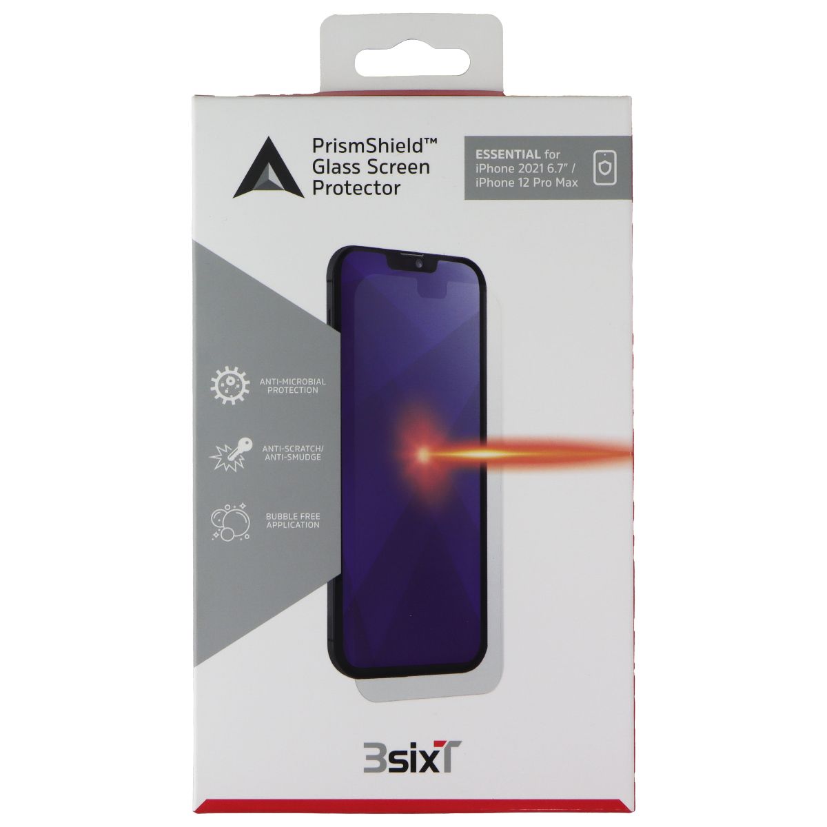 3SIXT PrismShield Hybrid Screen Protector for iPhone 13 Pro Max & 12 Pro Max - Anti-Scratch, Bubble-Free, HD Clear - Perfect for Work, Travel, and Everyday Protection