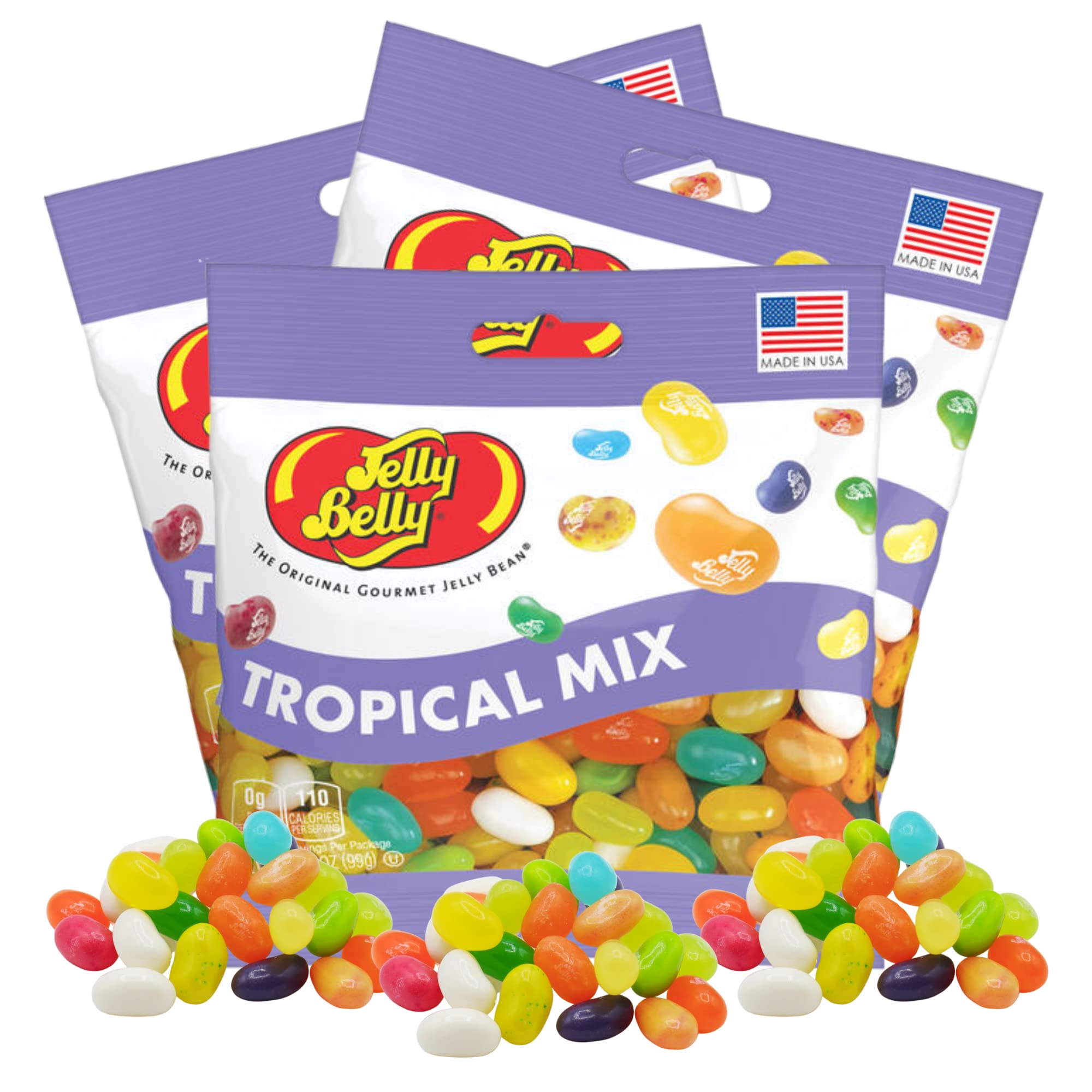 Needzo Tropical Mix Jelly Beans - 3 Pack (3.5 oz Each) | Fruit Flavored Chewy Candy Bulk | Party Favors, Gift Baskets, Office Treats & Movie Night Snacks