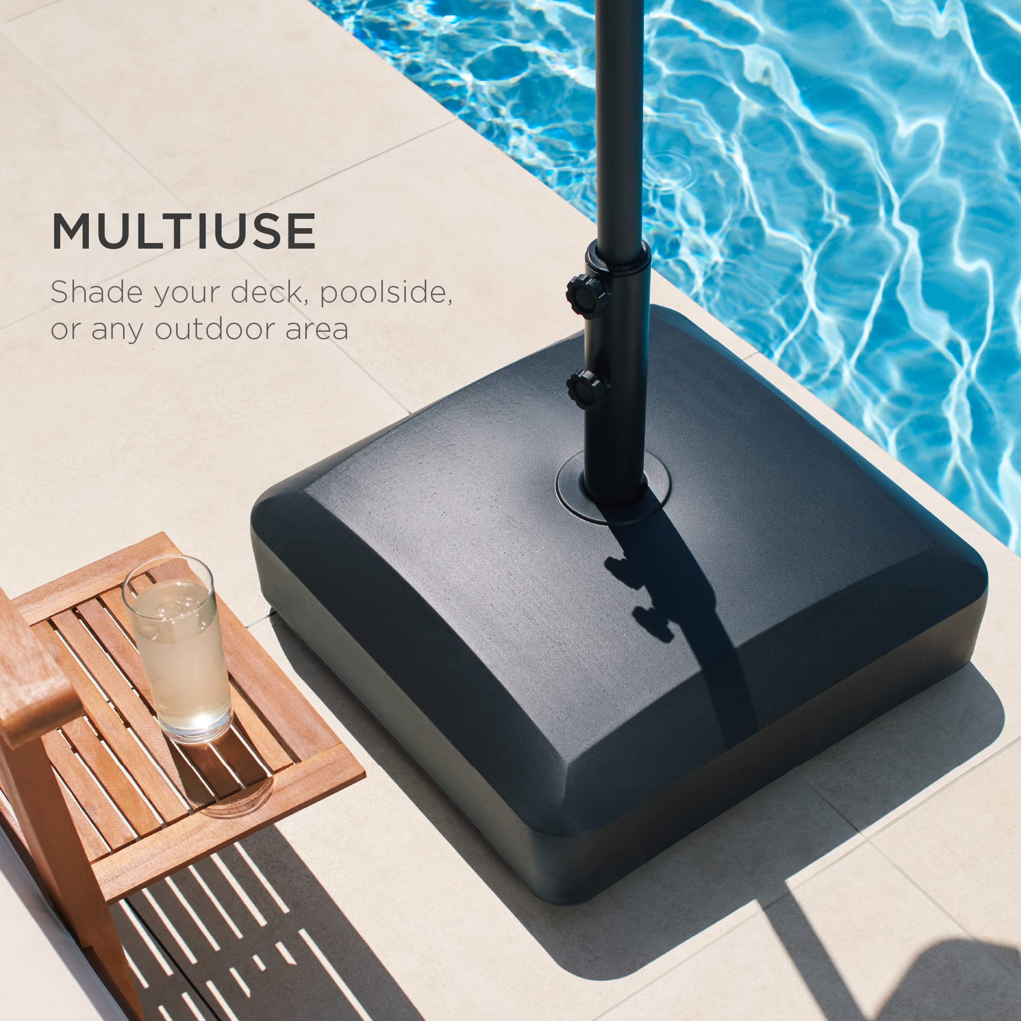 Best Choice Products Heavy Duty Fillable Mobile Patio Umbrella Base with 4 Wheels & 2 Locks - 137lb Capacity for Outdoor Market Stands, Restaurants, and Poolside Use
