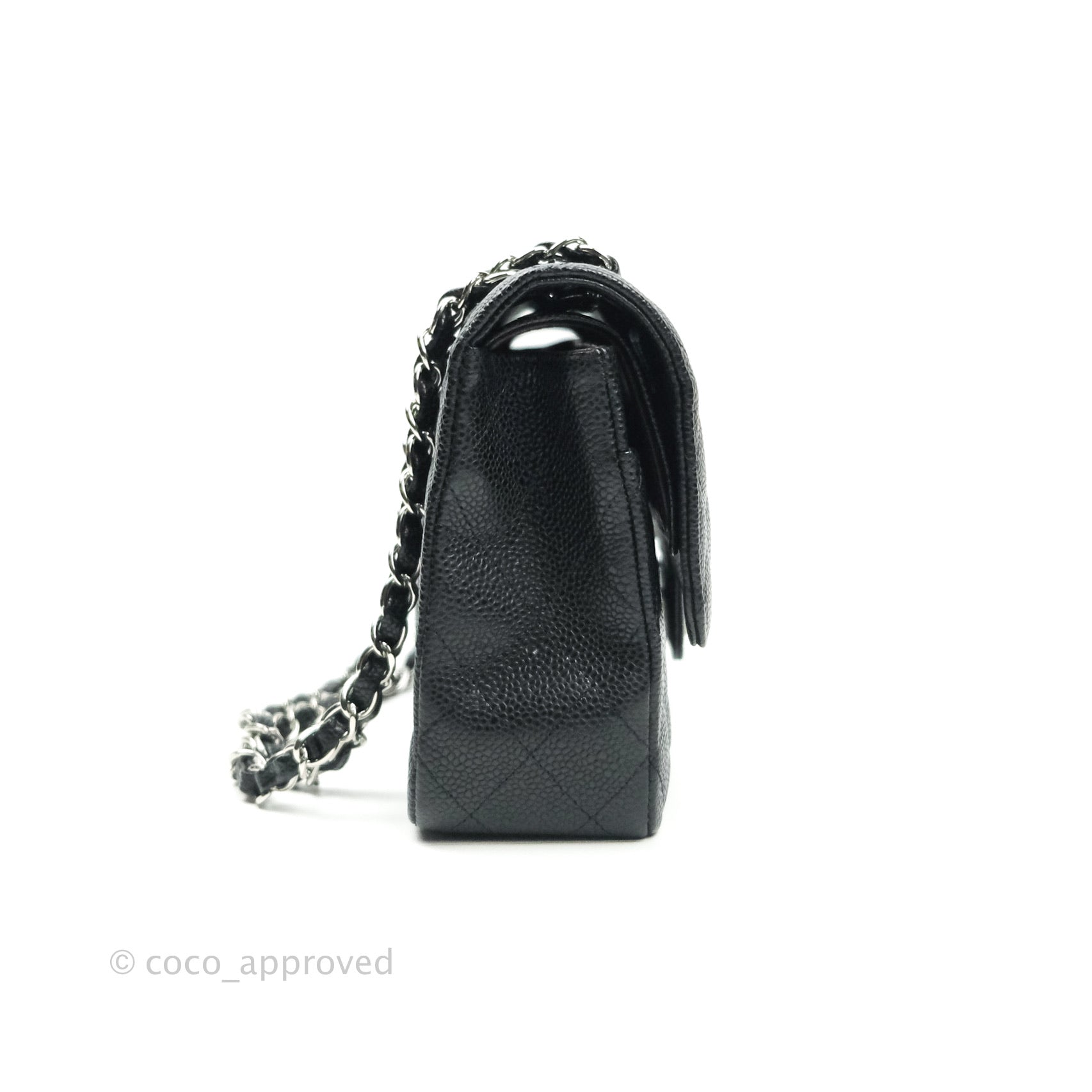Chanel Classic Medium Double Flap Bag Black Caviar Leather with Silver Hardware - Luxury Shoulder Bag for Women, Perfect for Work, Evening Events & Special Occasions