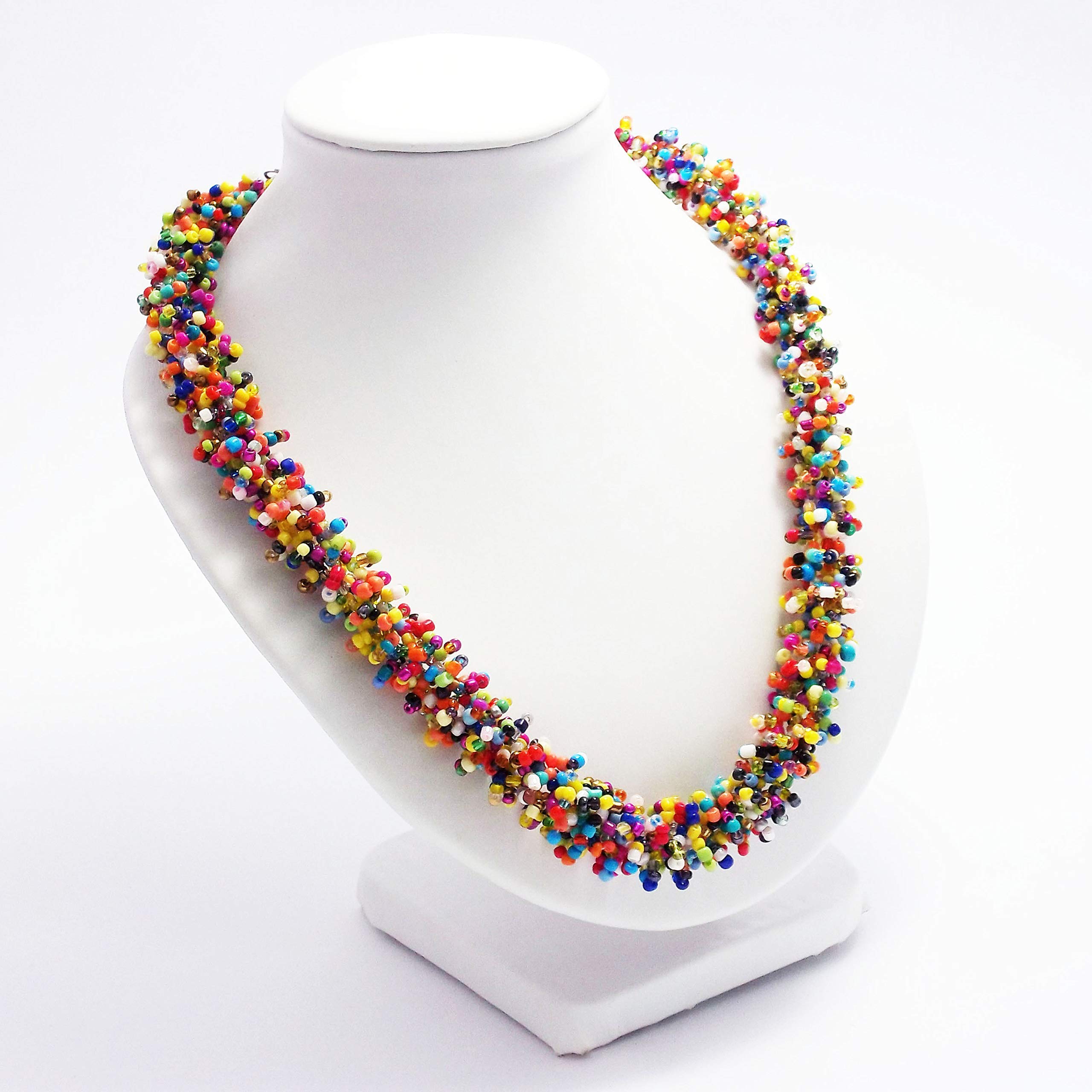 Vibrant African Beaded Statement Necklace - Handmade Colorful Rope Jewelry for Women, Unique Gift for Grandma - Perfect for Summer Outfits, Weddings & Cultural Events