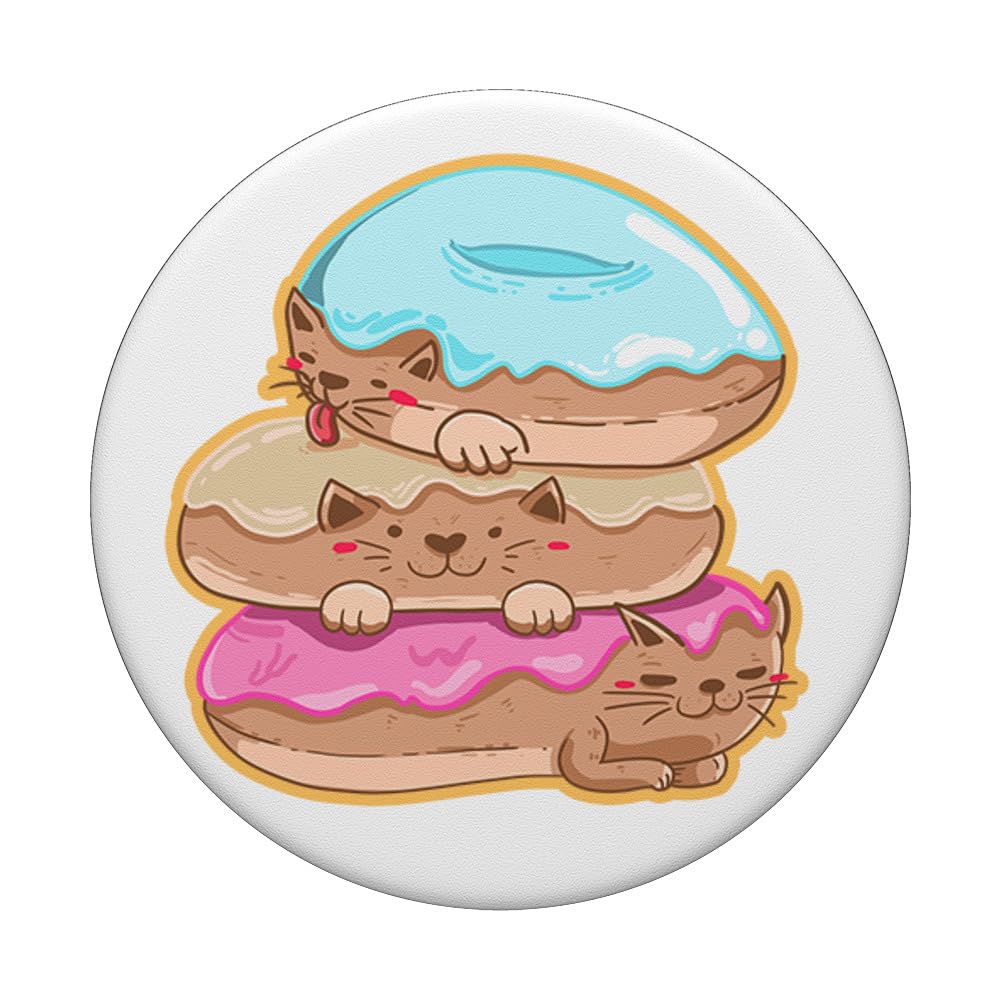 Donut Cats Cute Doughnut Animal PopSockets Swappable PopGrip - Perfect Gift for Pet Lovers, Cat Owners & Donut Enthusiasts | Great for Phones, Tablets & Daily Use