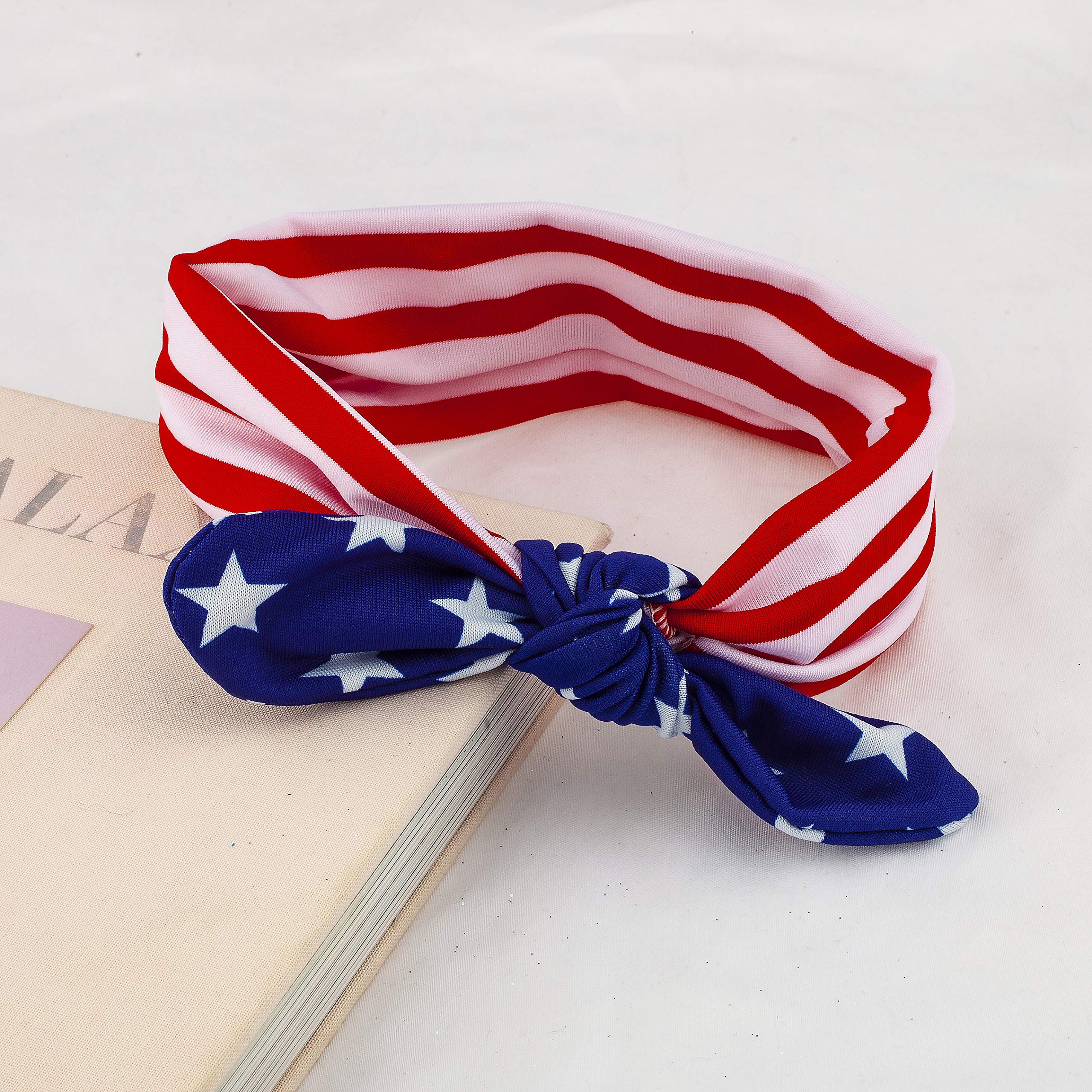 LUX ACCESSORIES Patriotic American Flag Print Bandana - Red, Blue, White Fashion Headband for Outdoor, Festivals, and Sports