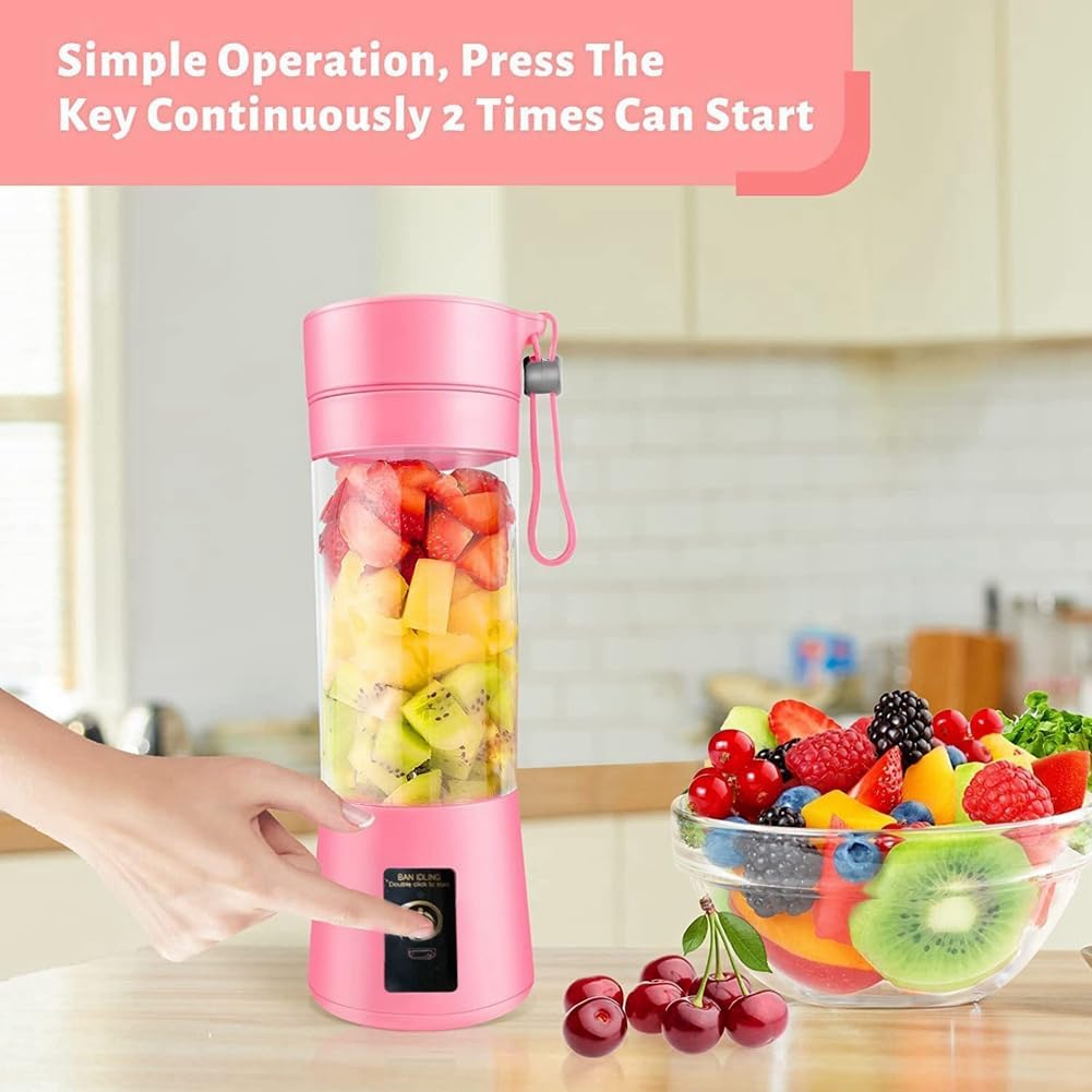 Portable USB Blender 380ml - 6 Blade Travel Juicer for Smoothies & Shakes - Gym, Office, Outdoor