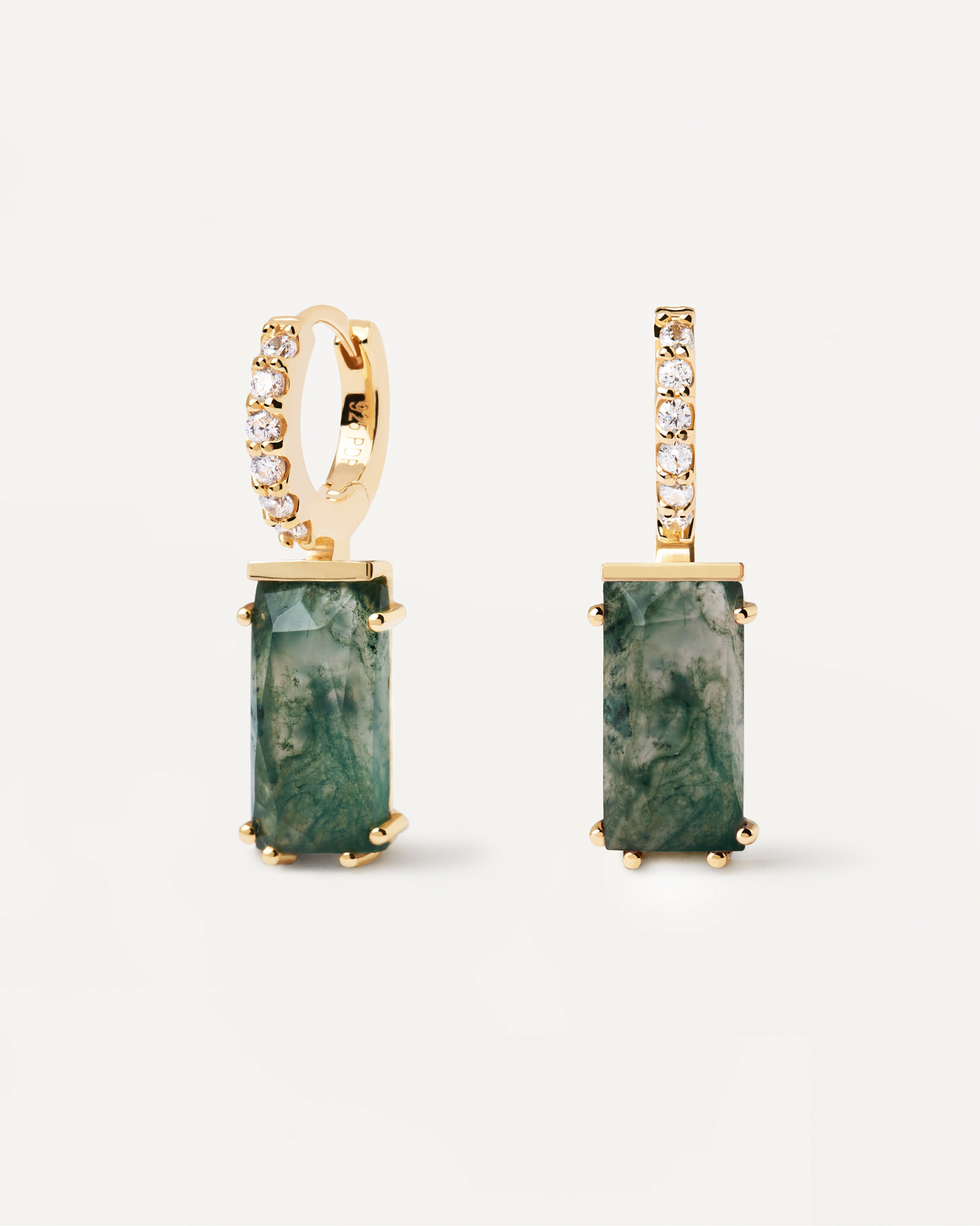 Kaori Moss Agate Single Earring - Natural Stone Dangle Earring for Women - Perfect for Boho, Wedding & Everyday Jewelry