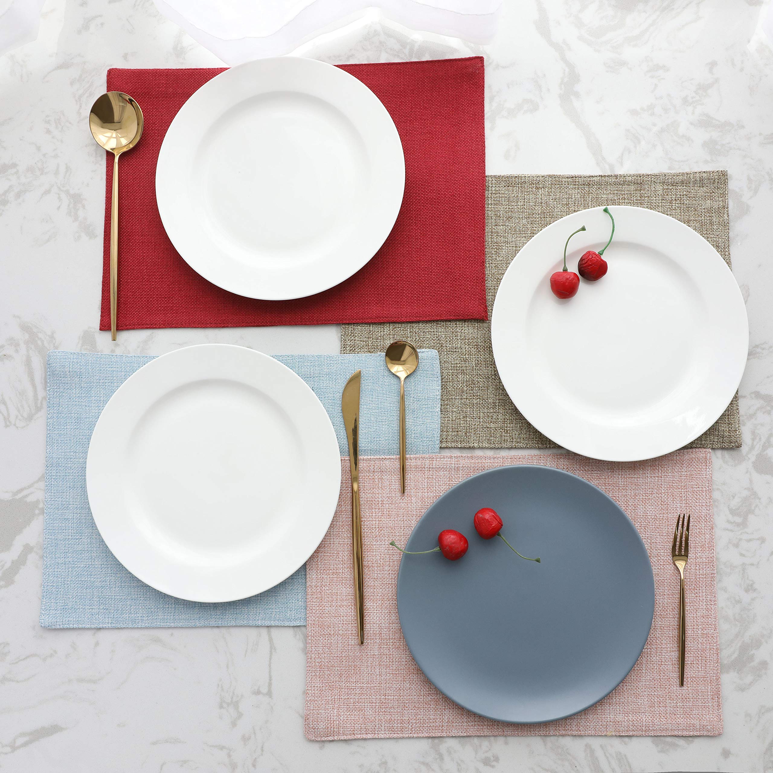Elegant Pink Apricot Placemats Set of 6 - Washable Table Mats for Dining, Kitchen & Restaurant - Perfect for Weddings, Home Decor & Barbie Themed Parties