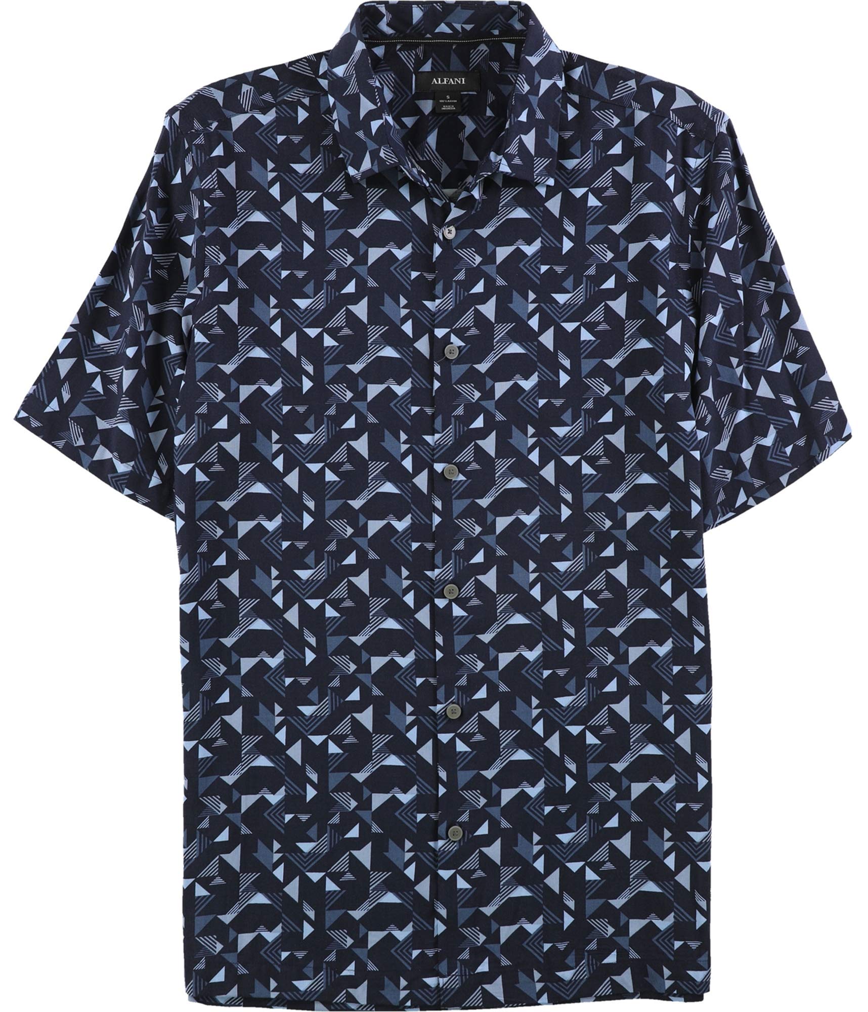 Alfani Men's Stylish Geometric Print Button-Up Shirt - Casual & Formal Wear for Office, Parties, and Everyday Outfits