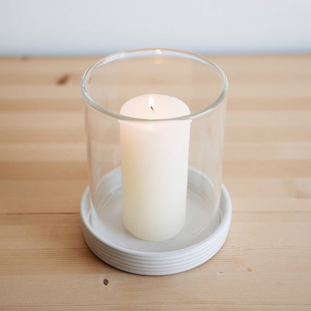 Handmade Stoneware Hurricane Candle Holder - Elegant Home Decor for Dining Table, Wedding Centerpiece & Cozy Living Room Ambiance