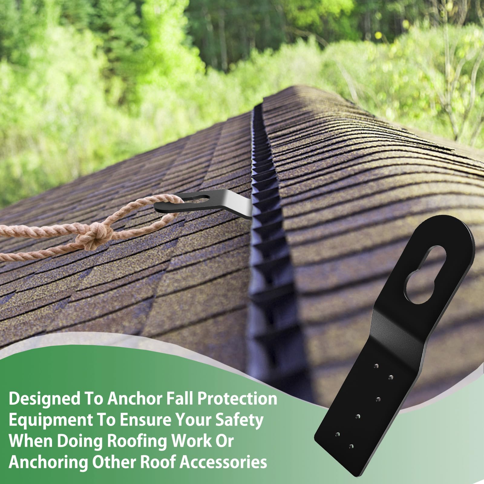 6 Pcs Black Roof Safety Anchor Hitch Clips - Heavy Duty Fall Protection Anchors for Wood Roofs | OSHA Compliant Roofing Safety Gear for Construction & Home Repairs