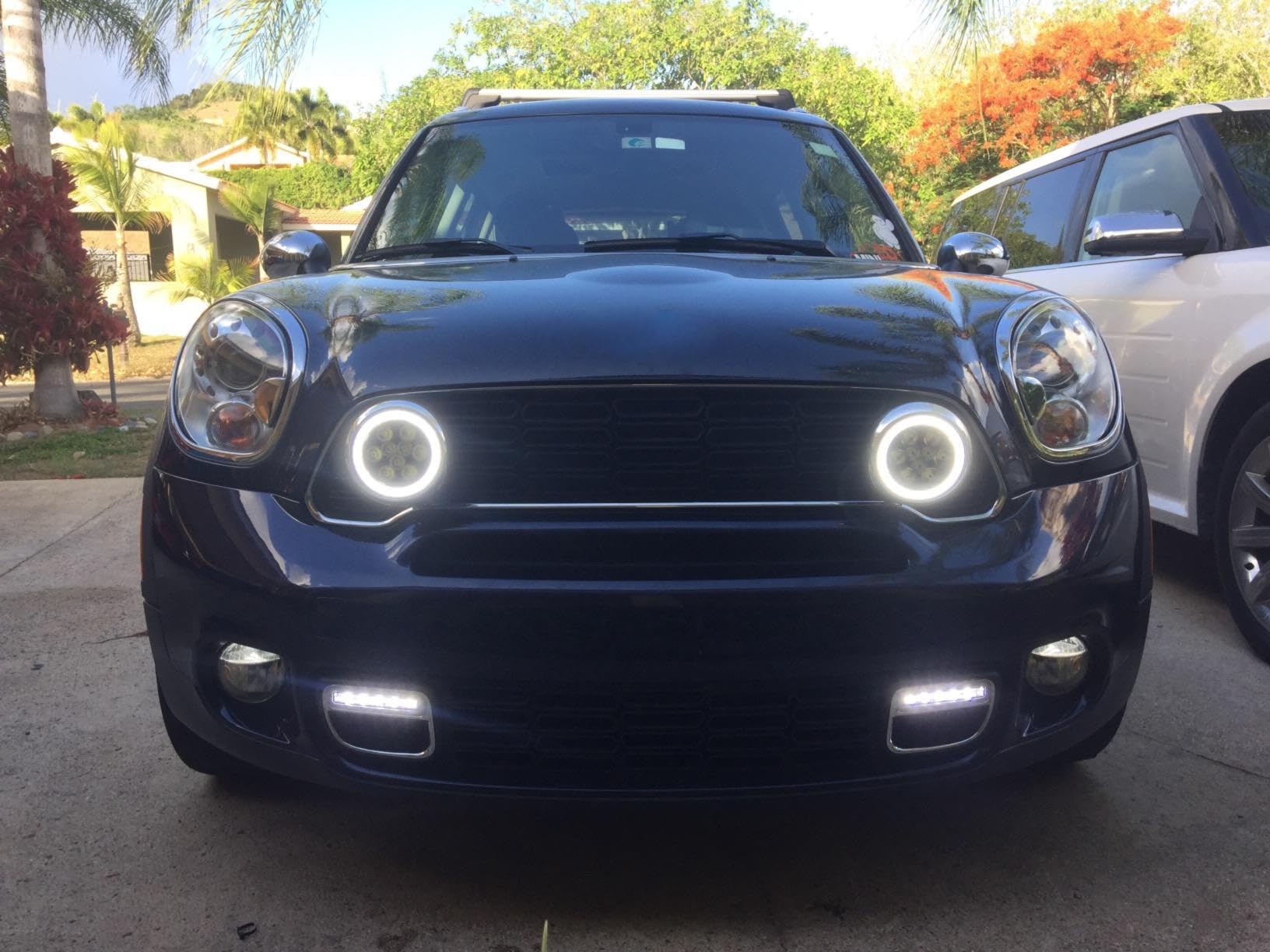 iJDMTOY Black LED Rally Driving Lights for Mini Cooper - 9x 3W High Power LED Driving Lamps & 30-LED Halo Ring DRL | Off-Road, Night Driving & Style Upgrade