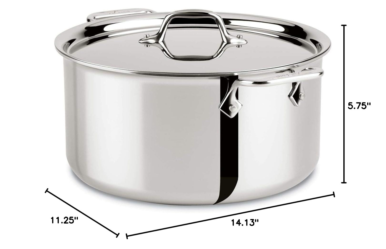 All-Clad D3 3-Ply Stainless Steel Stockpot with Lid - 8 Quart Induction Compatible, Oven & Broiler Safe up to 600°F - Premium Silver Cookware for Soups, Stews & Pasta - Perfect for Home Chefs & Professional Kitchens