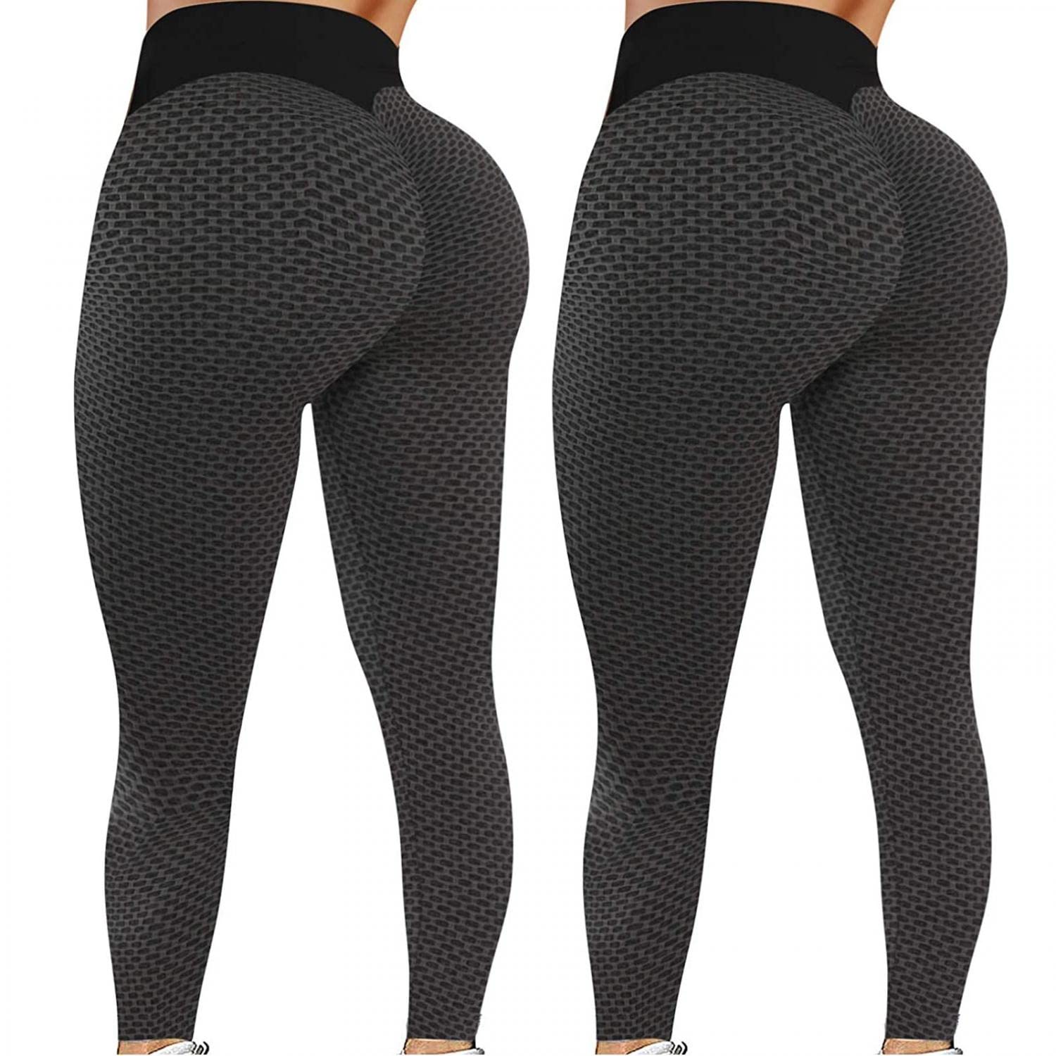 2 Pack Women's Butt Lift Tummy Control High Waisted Yoga Pants - Workout Running Exercise Leggings for Gym, Lounge & Everyday Wear